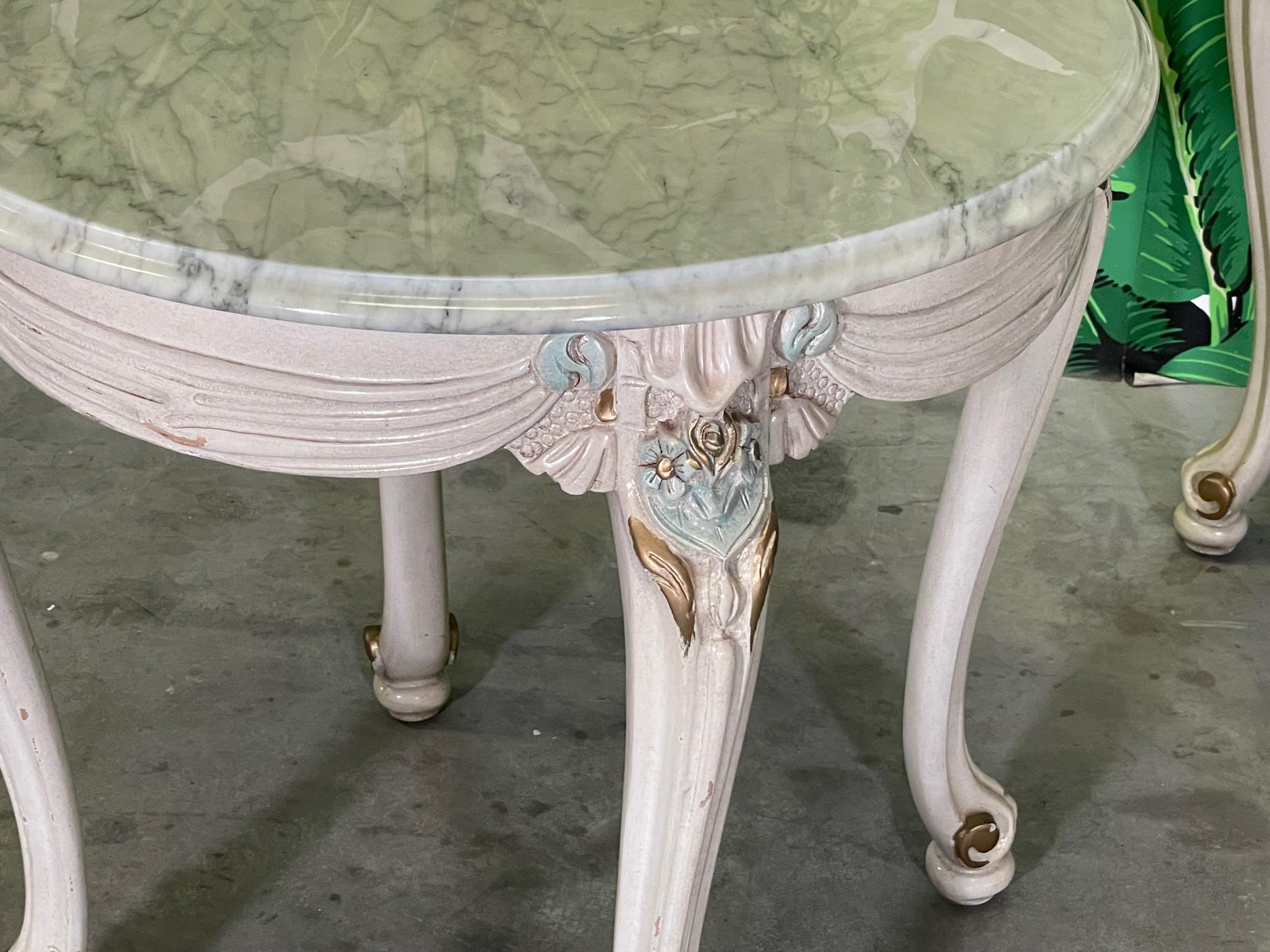 Neoclassic Marble Top End Tables, a Pair In Good Condition For Sale In Jacksonville, FL
