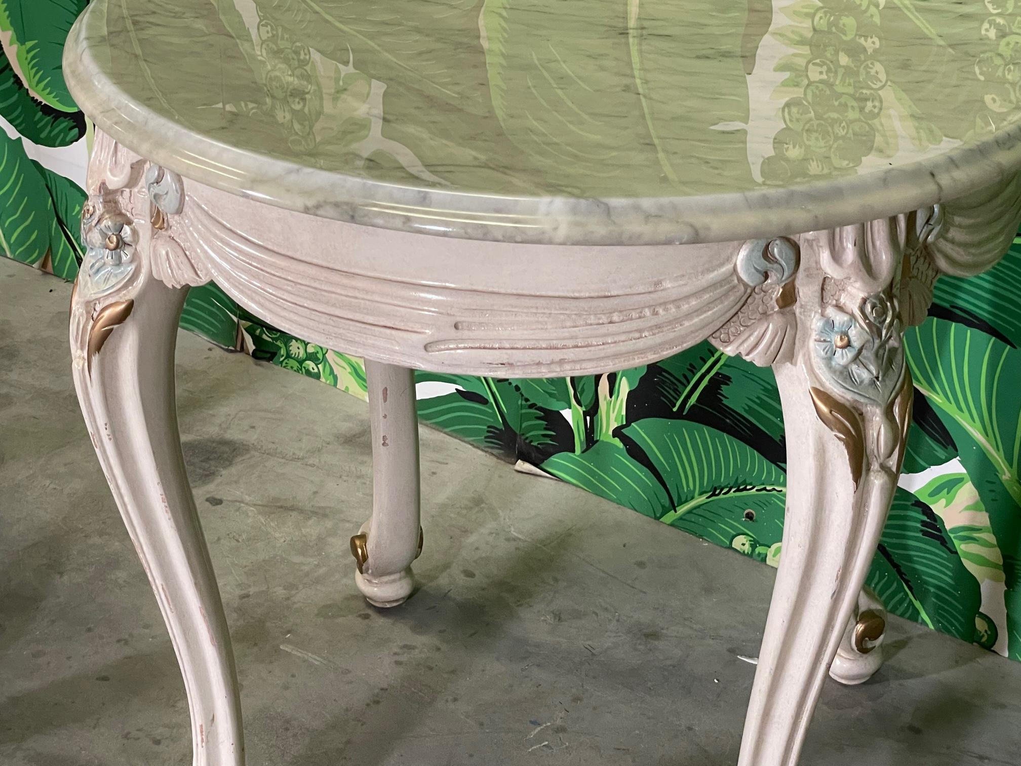 Late 20th Century Neoclassic Marble Top End Tables, a Pair For Sale