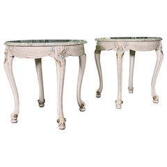 Neoclassic Marble Top End Tables, a Pair