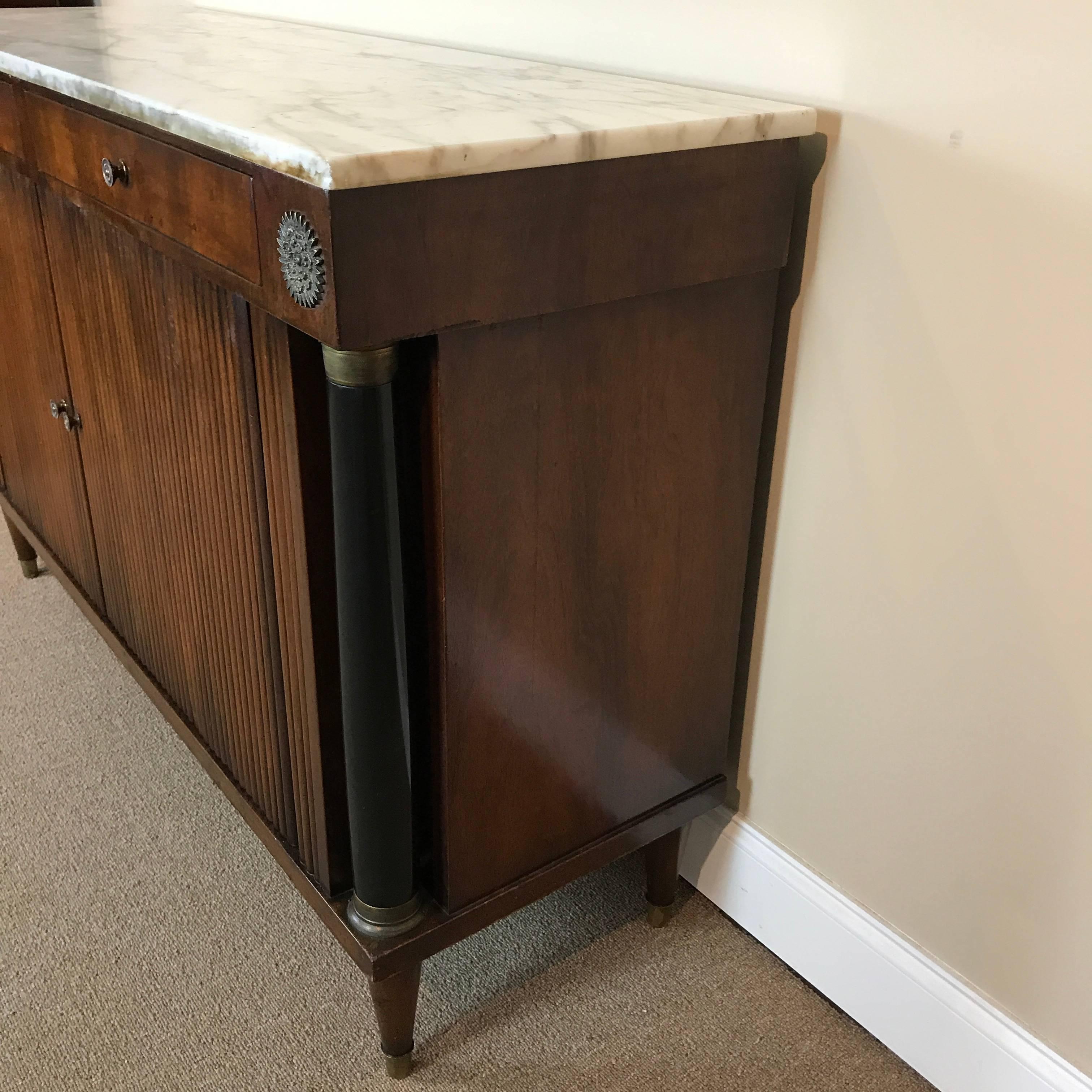 Neoclassic Marble-Top Tambour Cabinet in the Style of Maison Jansen 2