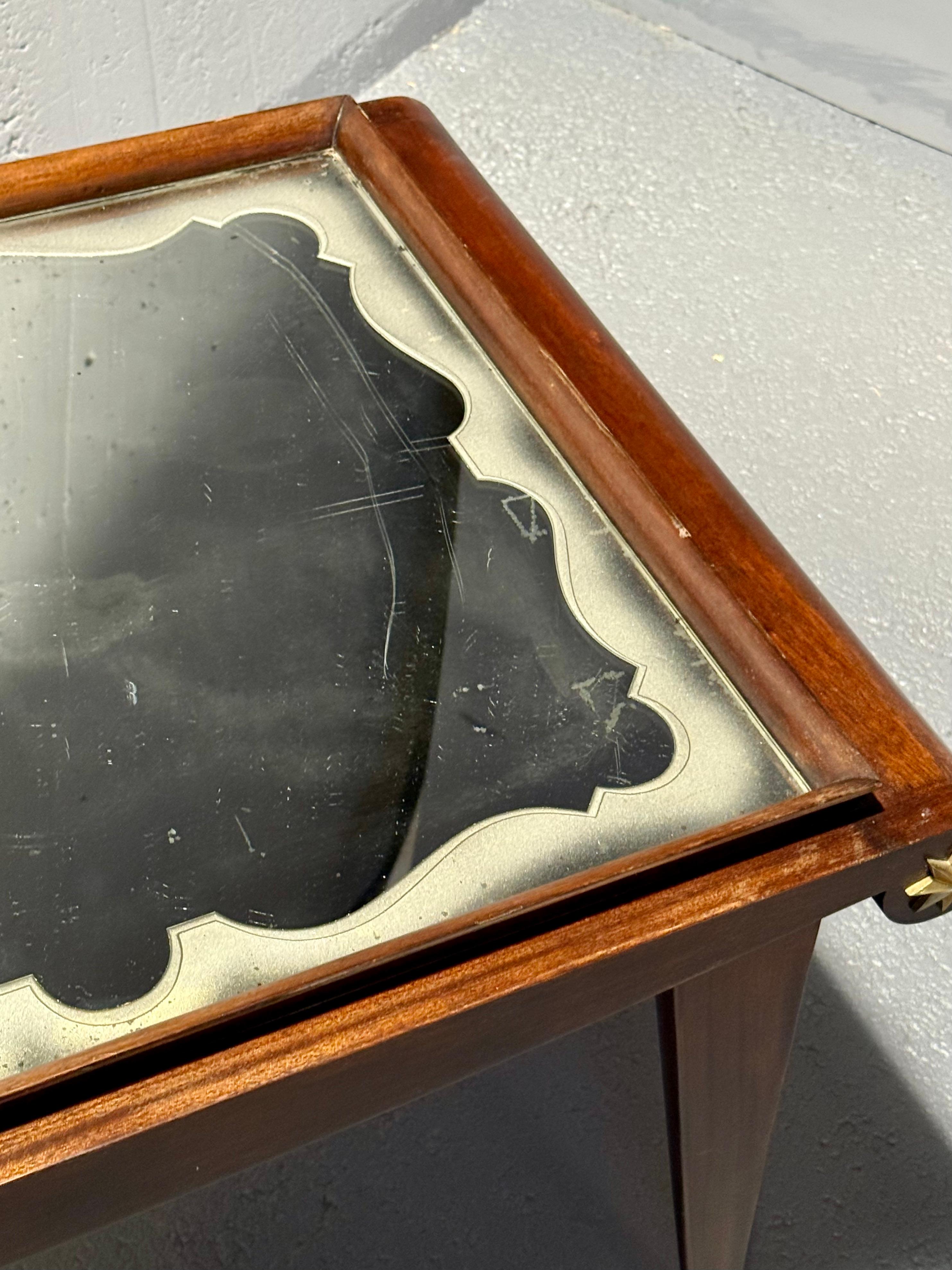 French Neoclassic Maxime Old mirror and wood coffee table For Sale