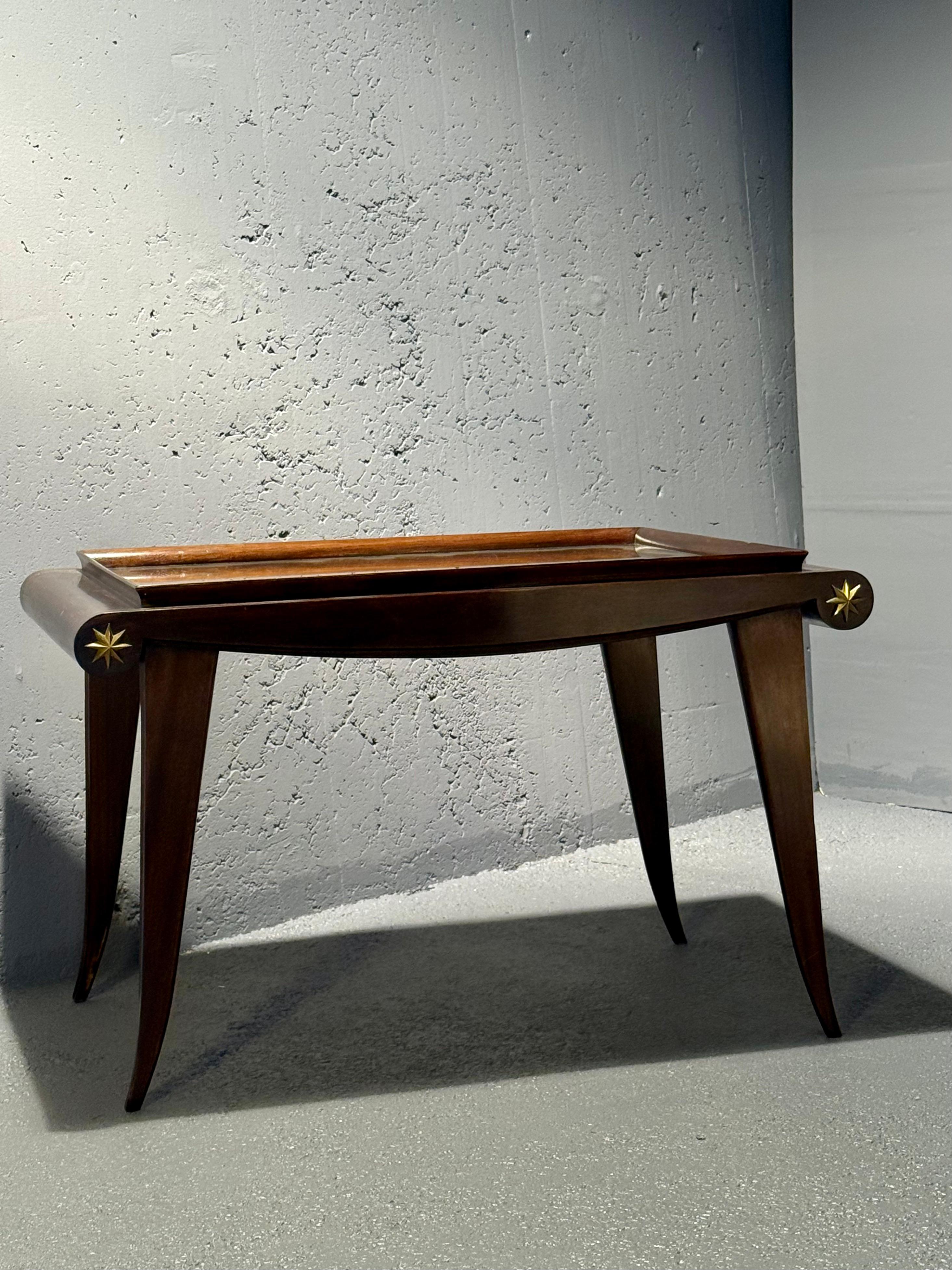 Mid-20th Century Neoclassic Maxime Old mirror and wood coffee table For Sale