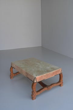 Neoclassic Mid-Century Modern Wooden Table with Goatskin top, Italy 1960's