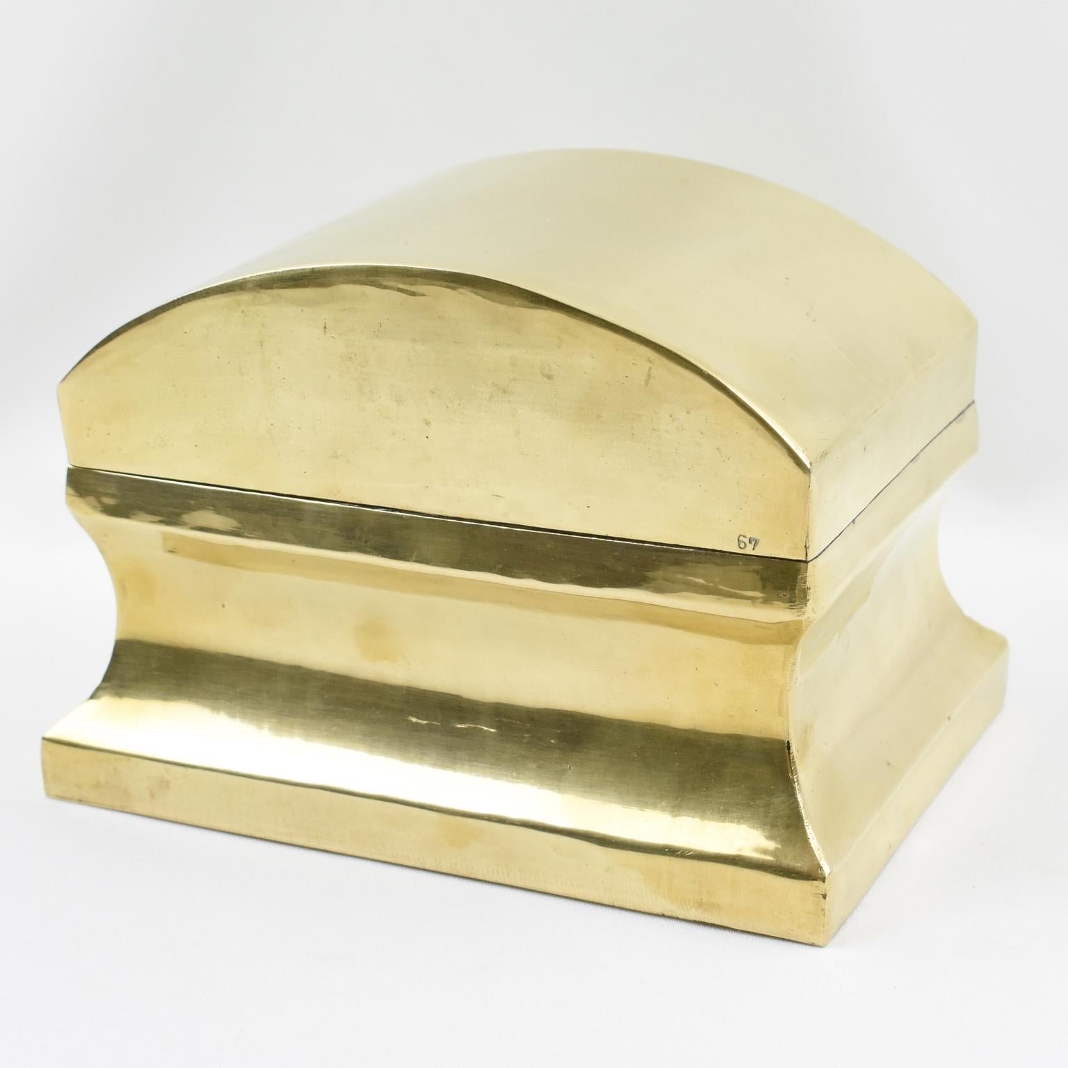 English Neoclassic Modernist Brass Urn Box Tea Caddy For Sale