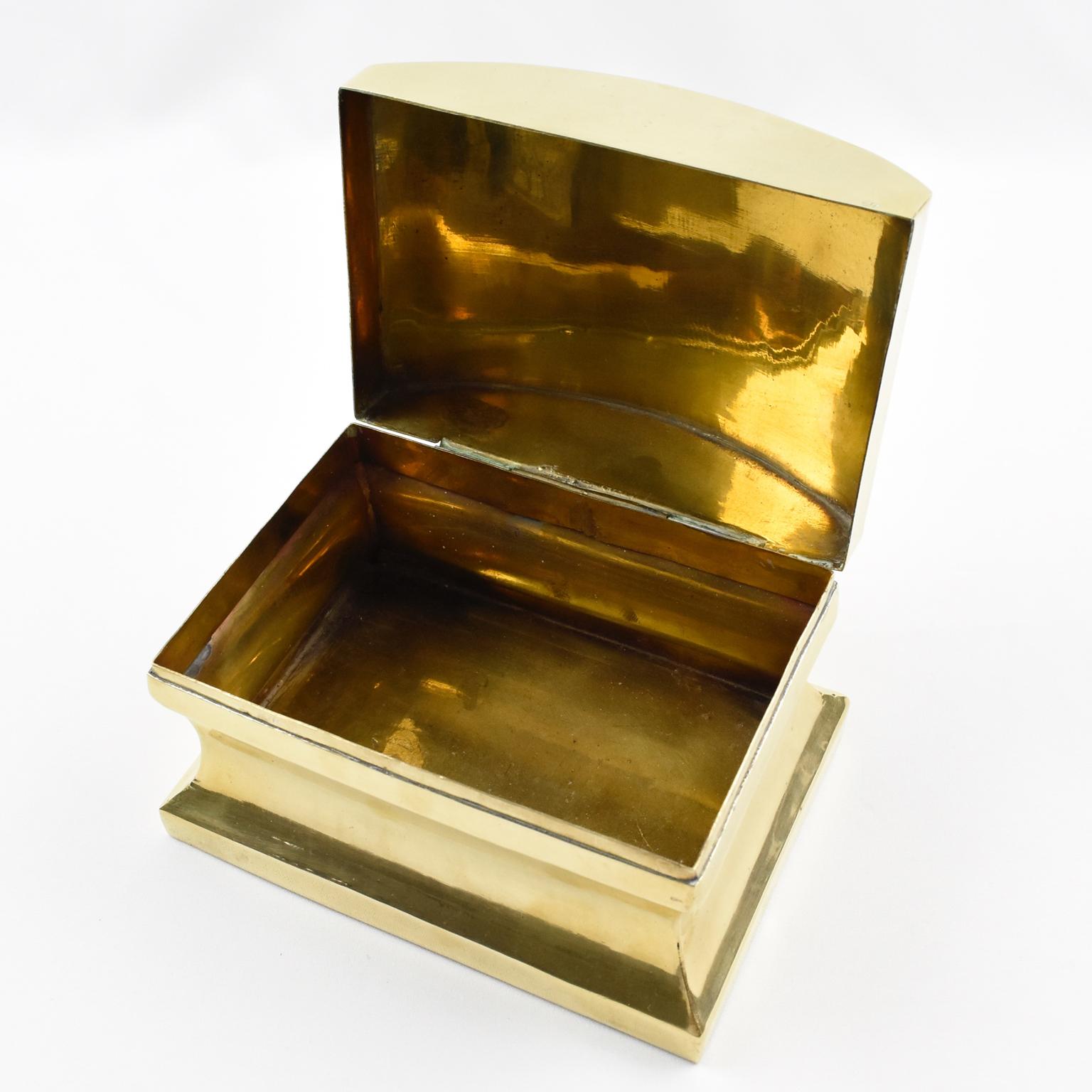 20th Century Neoclassic Modernist Brass Urn Box Tea Caddy For Sale