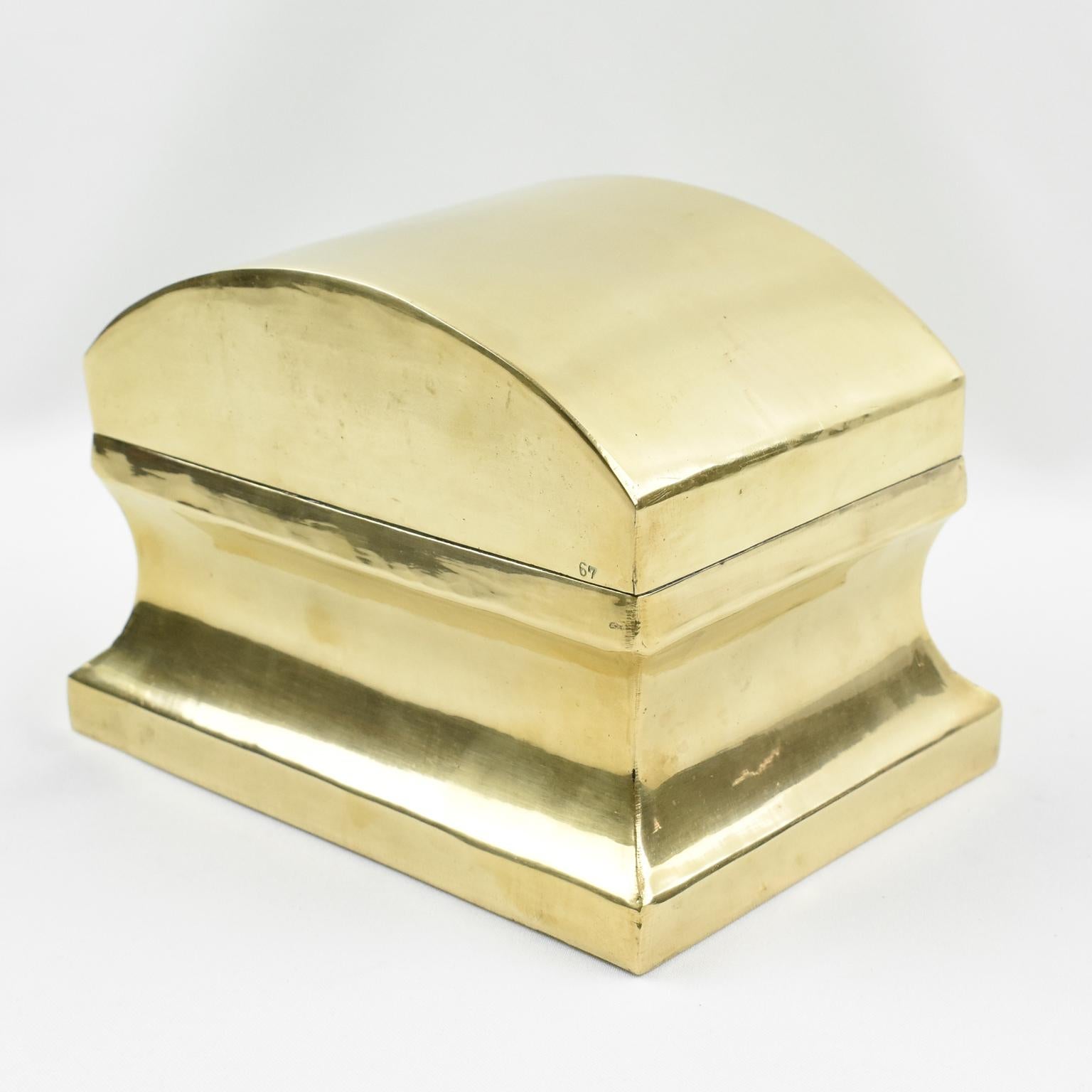 Metal Neoclassic Modernist Brass Urn Box Tea Caddy For Sale