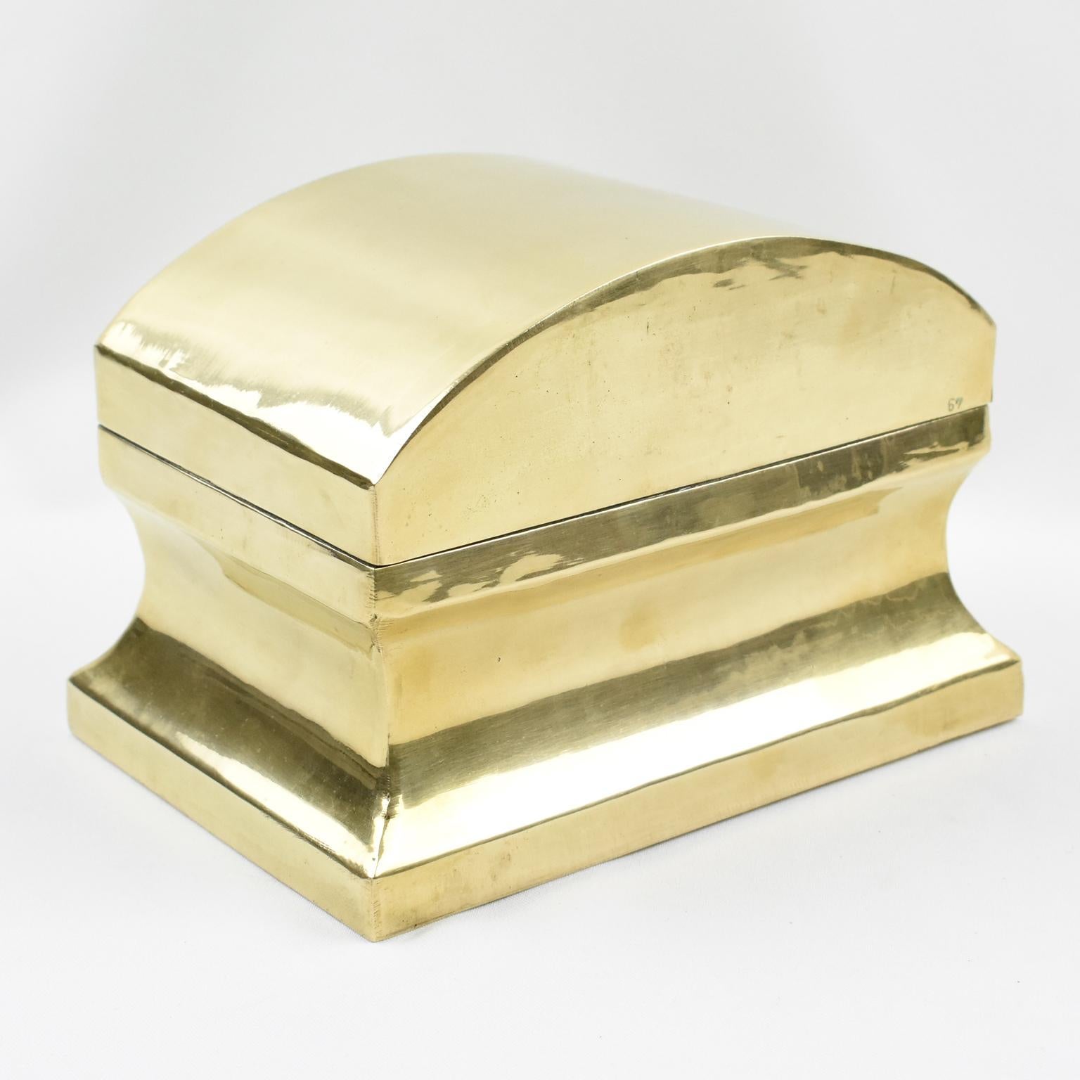 Neoclassic Modernist Brass Urn Box Tea Caddy For Sale 1