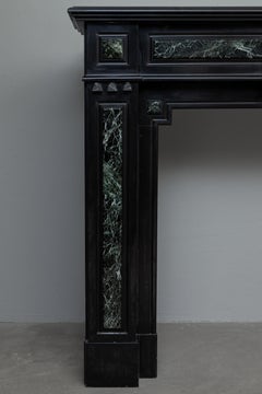 Neoclassic Noir de Mazy and Marble Verde Antique Circulation Fireplace