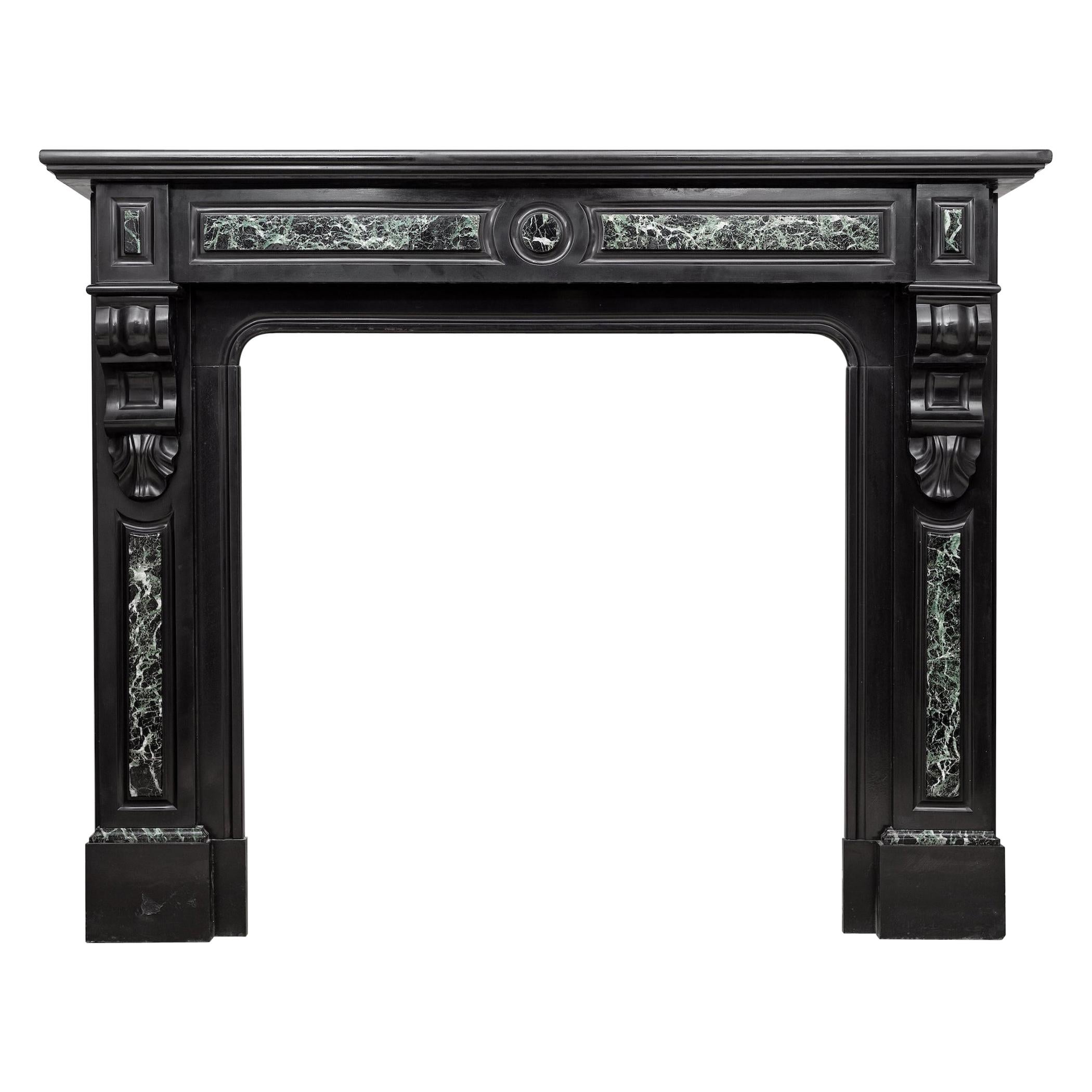 Neoclassic Noir De Mazy Black Antique Fireplace For Sale