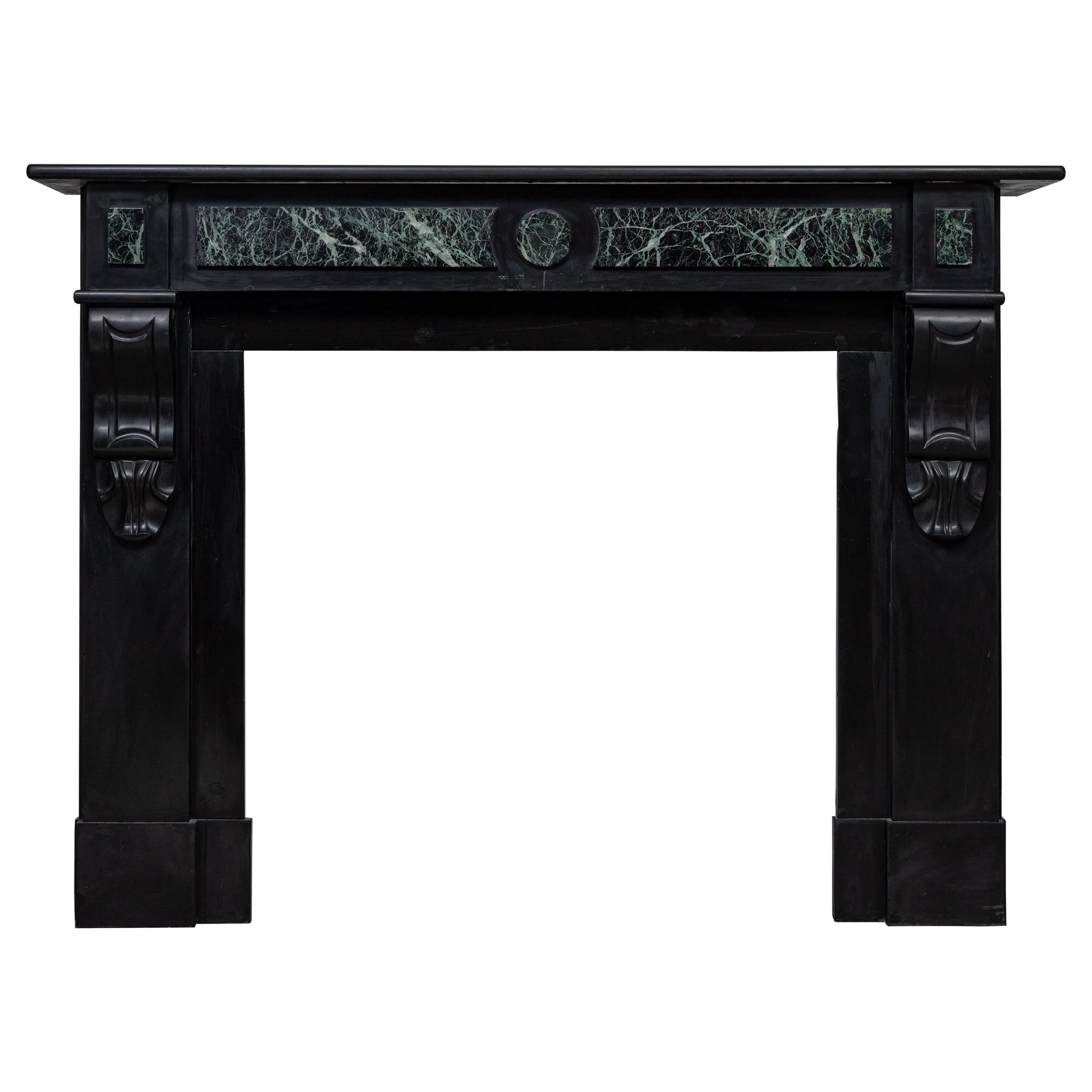 Neoclassic Noir the Mazy Black Marble Antique Fireplace Circulation Fireplace
