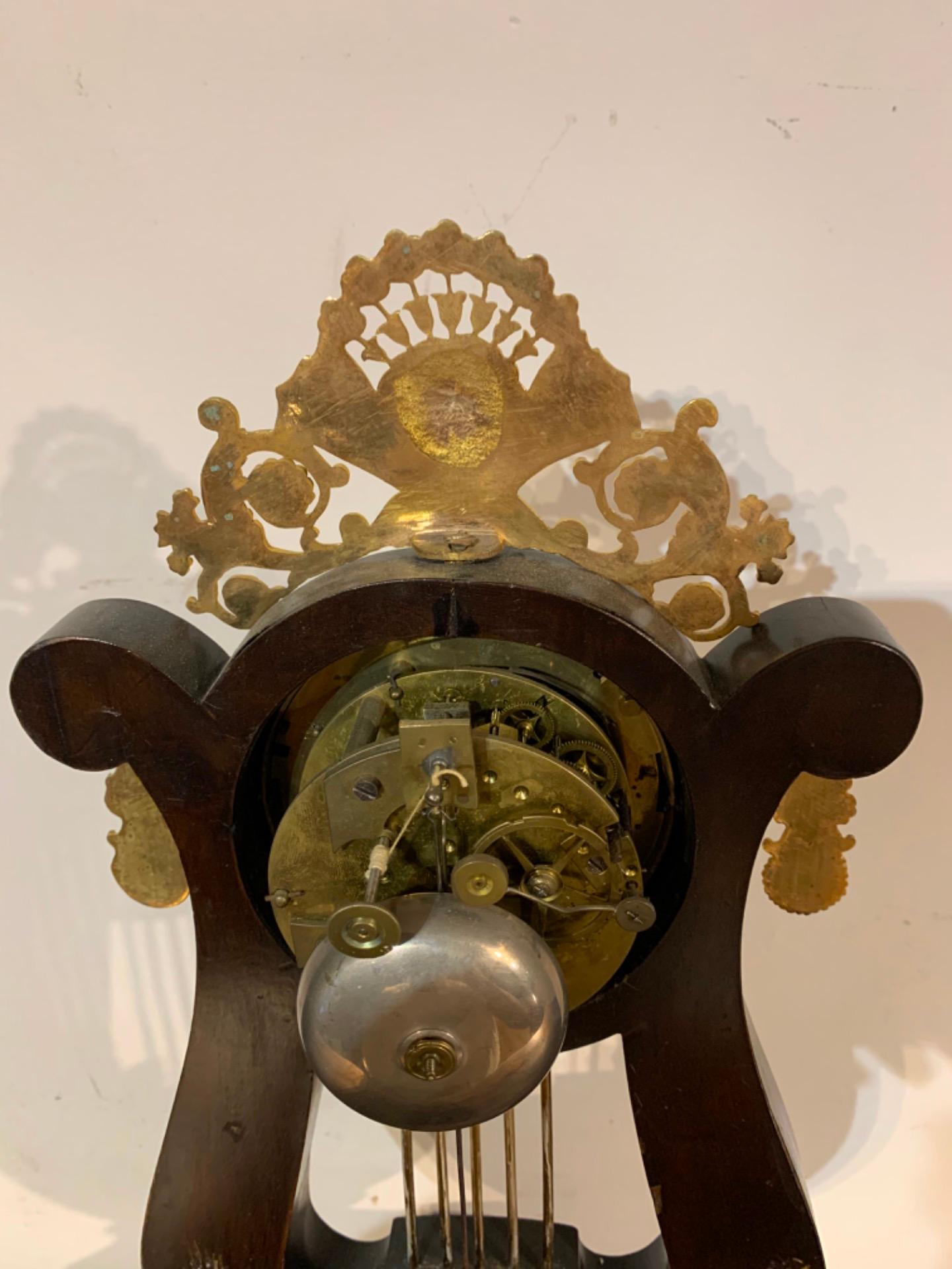French Neoclassic Parisian Pendulum Clock in Bronze and Ebonized Wood For Sale
