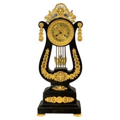 Neoclassic Parisian Pendulum Clock in Bronze and Ebonized Wood