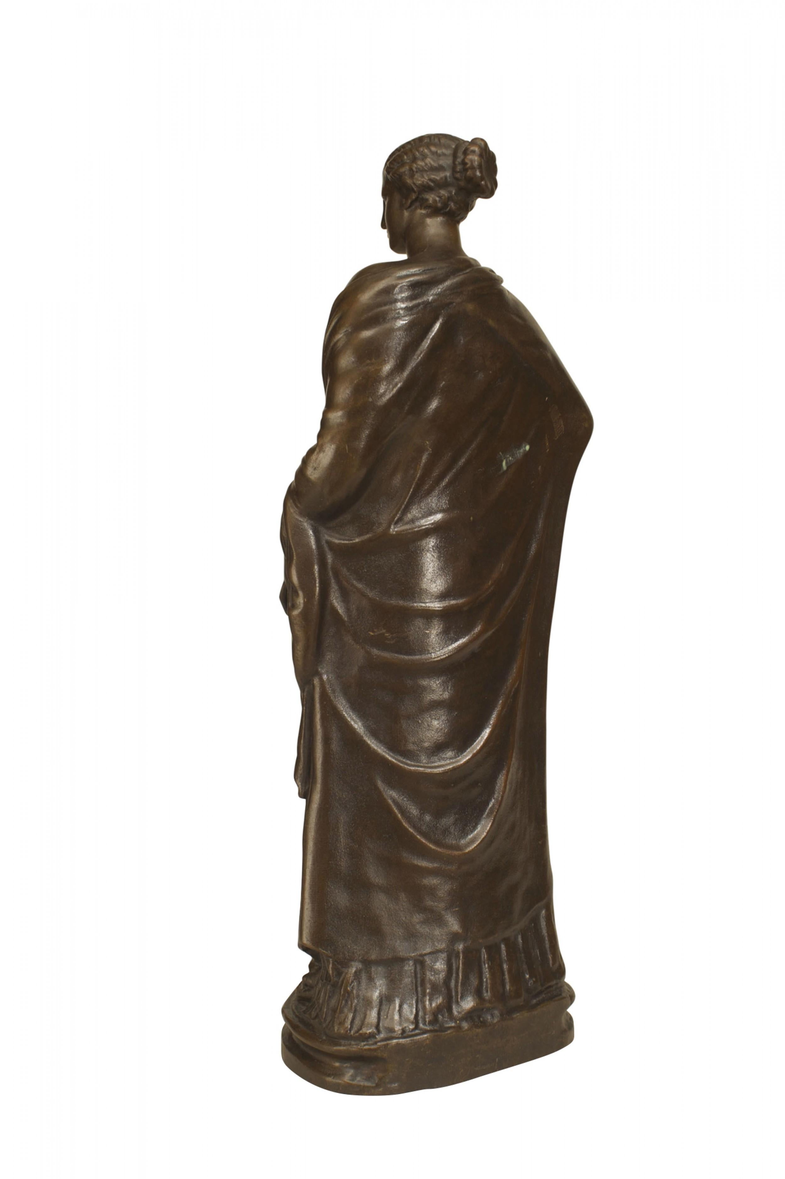Italian Neoclassic style patinated bronze figure of the goddess Ceres on round base (19th Cent)