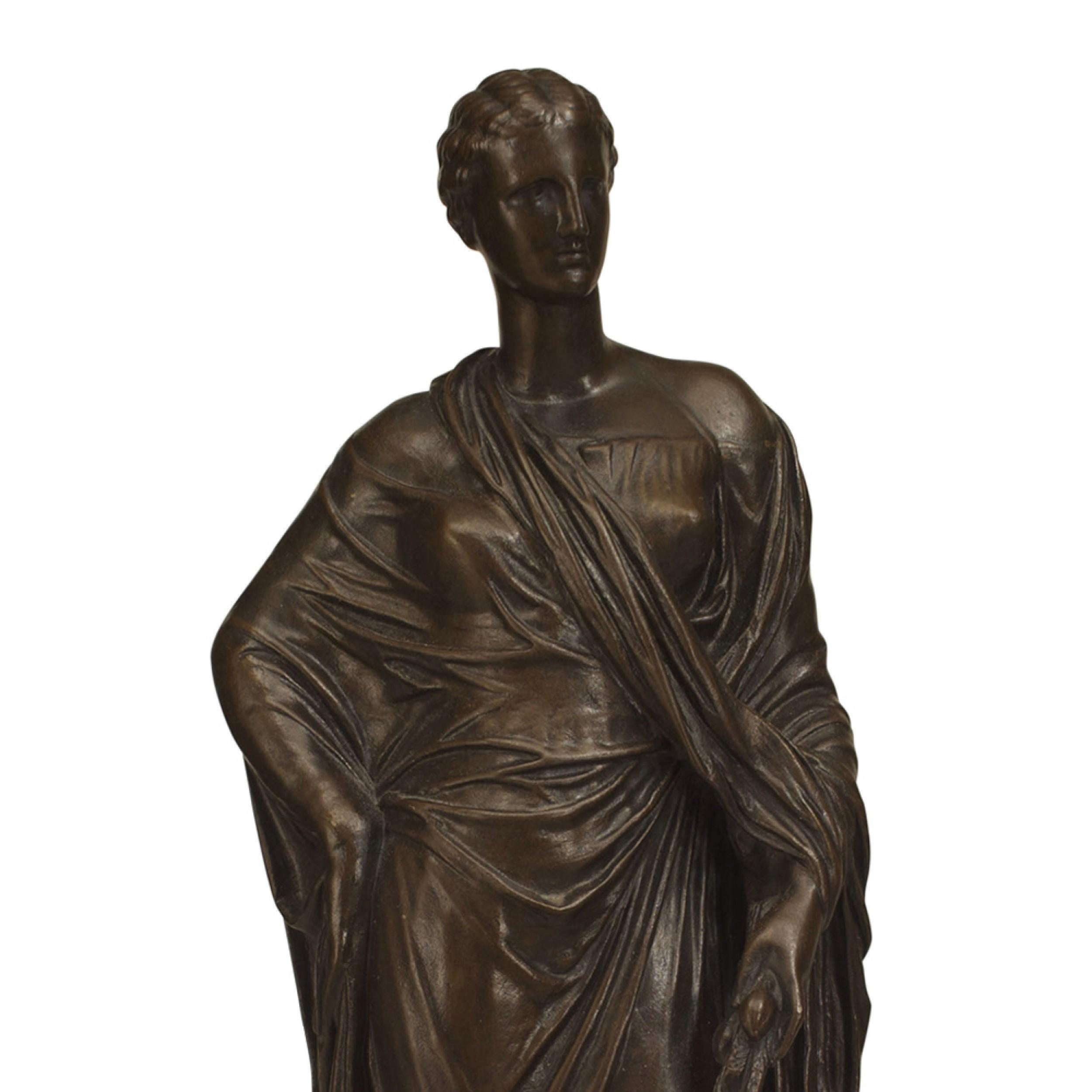 Hand-Crafted Neoclassic Patinated Bronze Ceres For Sale
