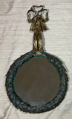 Neoclassic Patinated Tole Wreath Motif Mirror