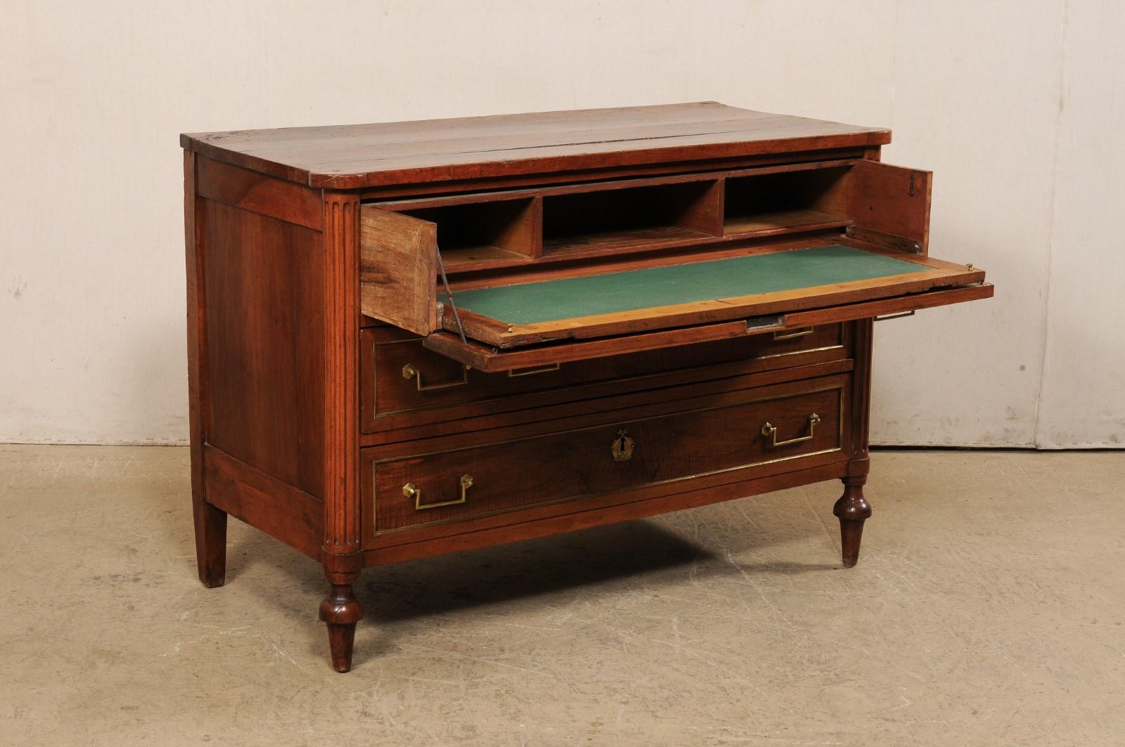 Wood Neoclassic Period French Commode W/Hidden Butler's Secretary & Writing Desk For Sale