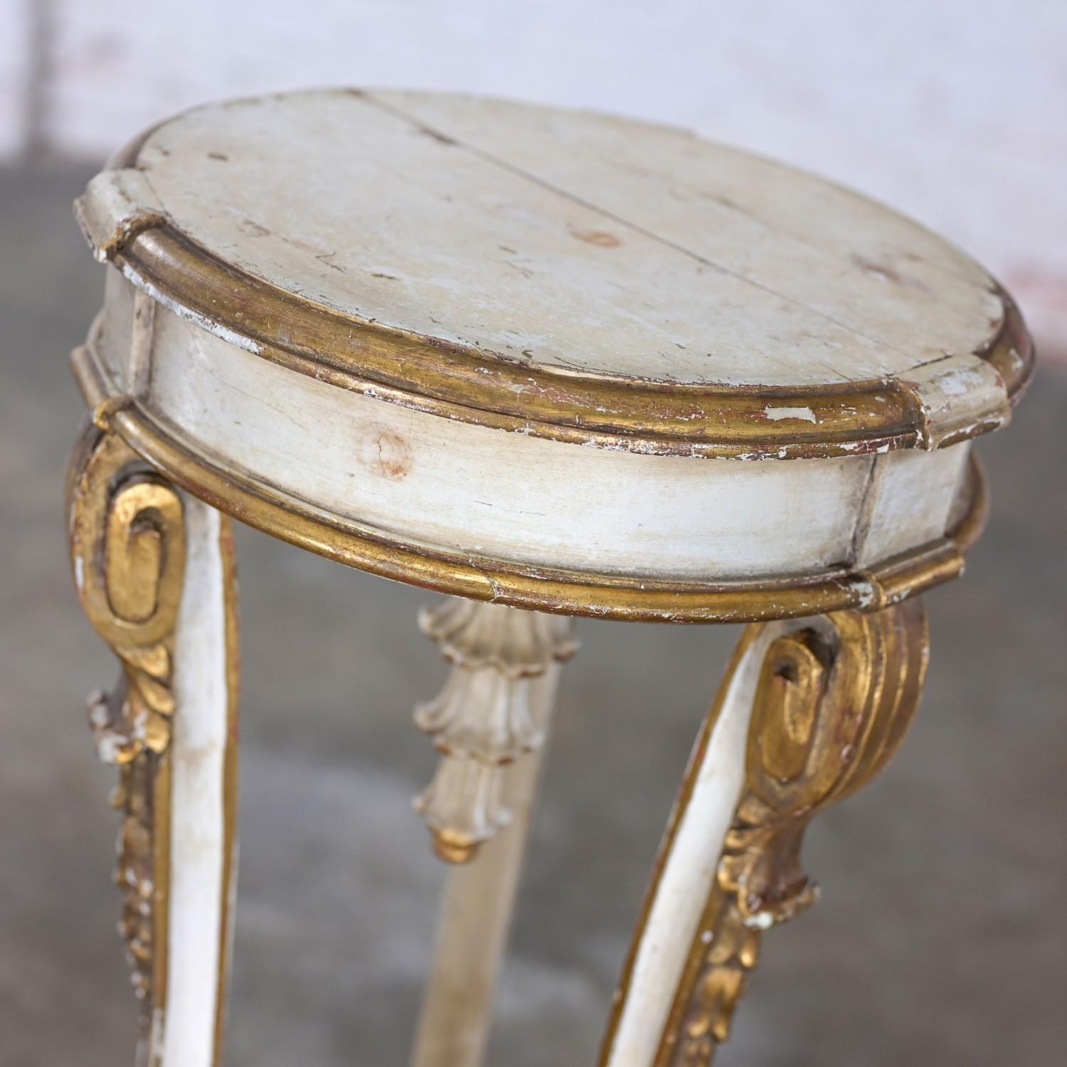 Neoclassic Revival Distressed Tall Sculptural Plant Stand or Pedestal Table 5