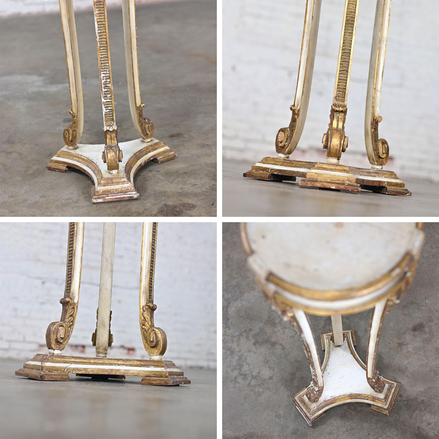 Neoclassic Revival Distressed Tall Sculptural Plant Stand or Pedestal Table 7