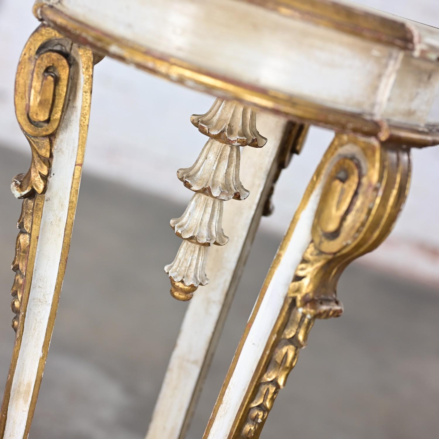 Unknown Neoclassic Revival Distressed Tall Sculptural Plant Stand or Pedestal Table