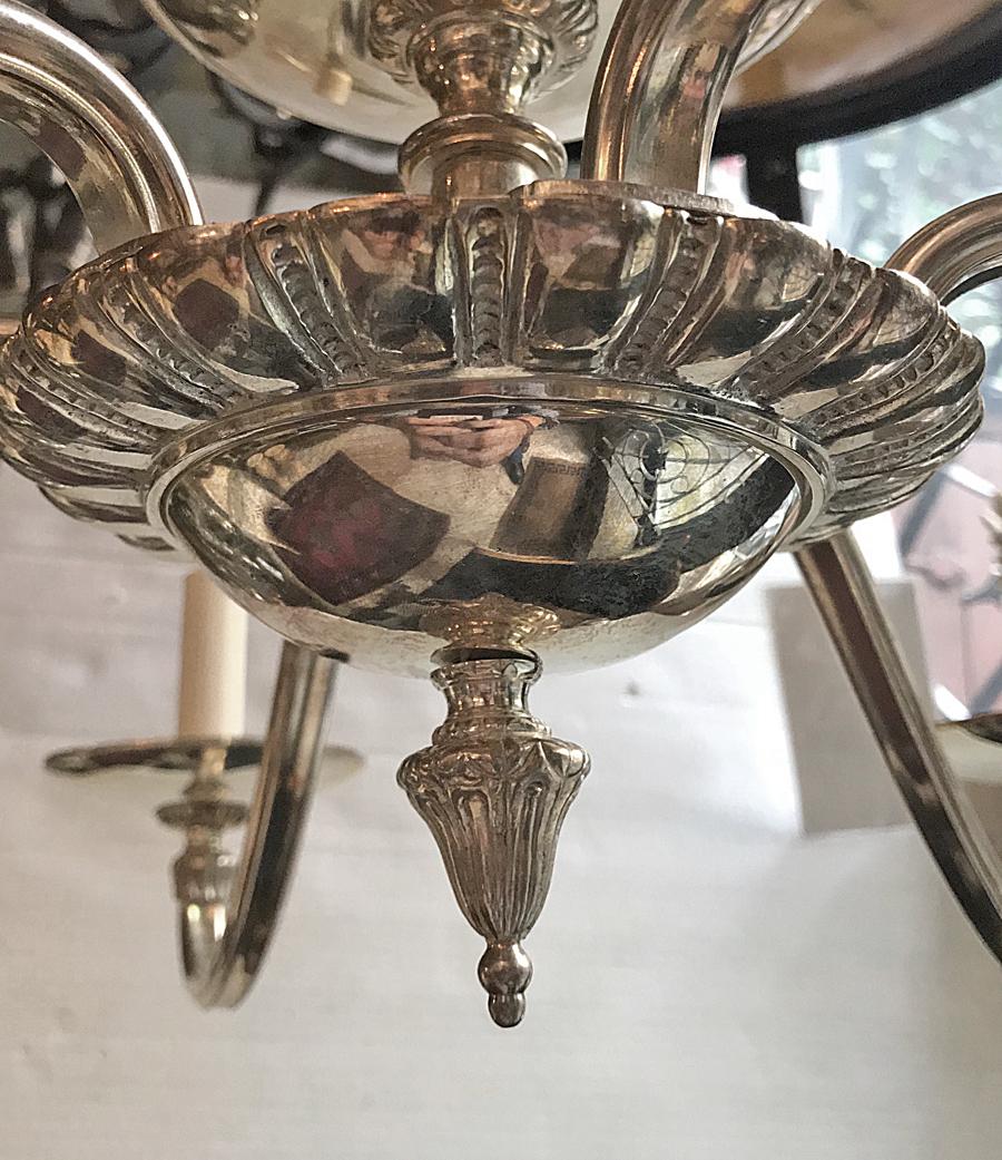 English Neoclassic Silver Plated Chandelier For Sale