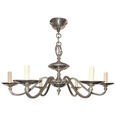 Antique Neoclassic Silver Plated Chandelier