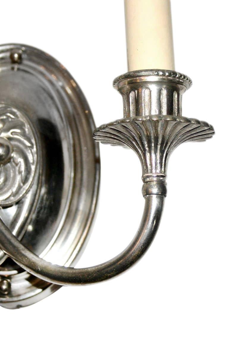 Neoclassic Silver Plated Sconces In Good Condition For Sale In New York, NY