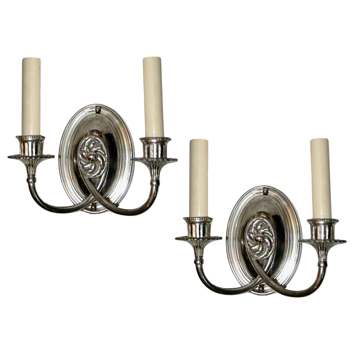 Neoclassic Silver Plated Sconces For Sale