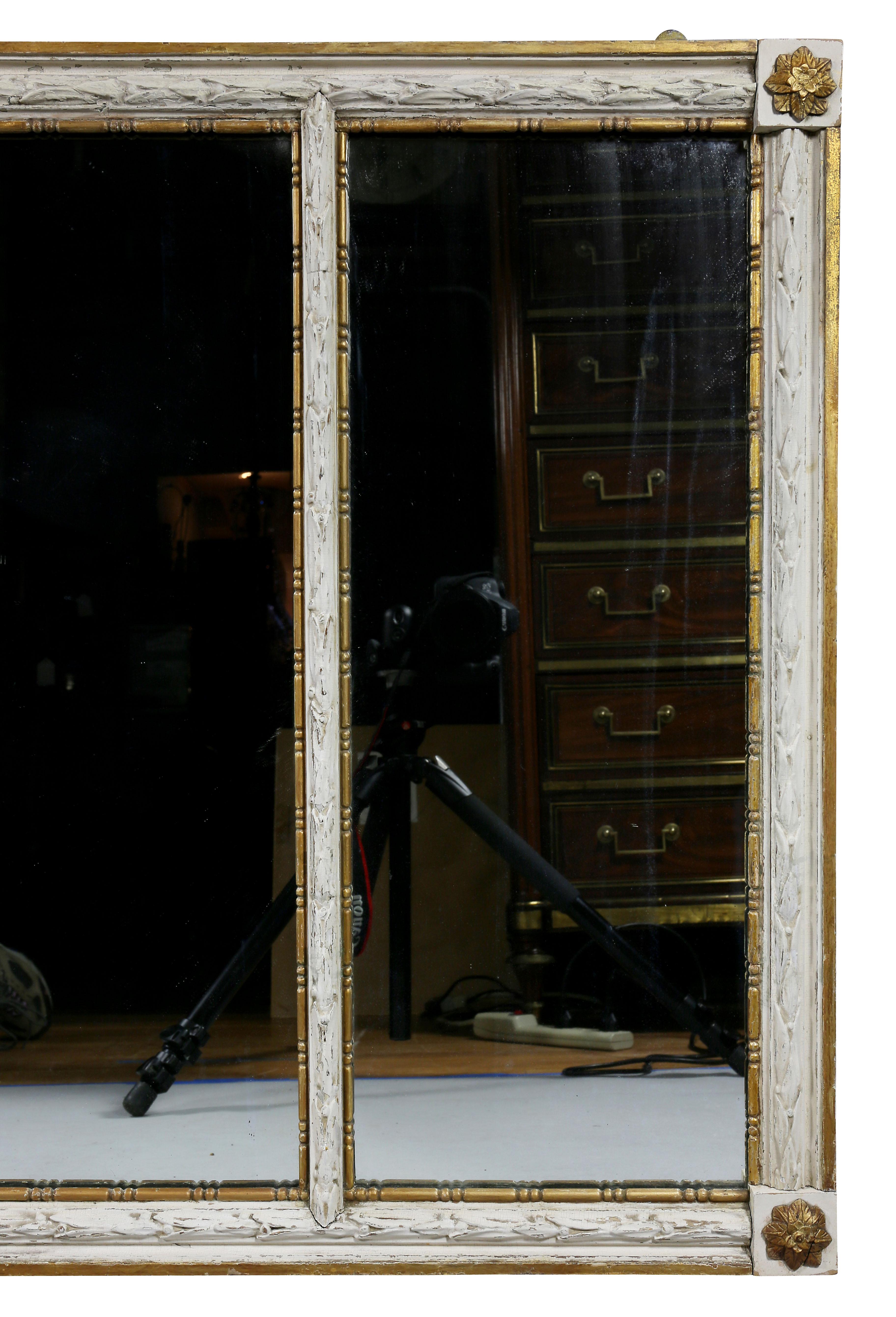 Neoclassical Neoclassic Style Crème Painted and Giltwood Overmantle Mirror