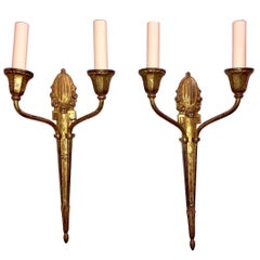 Sconcese in bronzo dorato francese in stile neoclassico