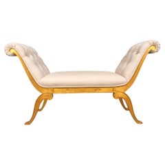 Neoclassic Style Giltwood And Upholstered Bench 