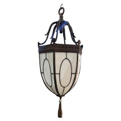 Antique Neoclassic style  leaded glass lantern