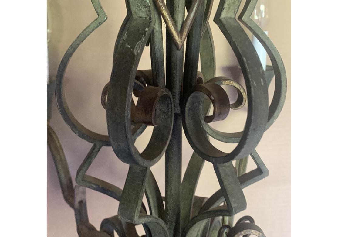 Neoclassic Style Light Wrought Iron Chandelier with Arrows In Fair Condition In Bridgeport, CT