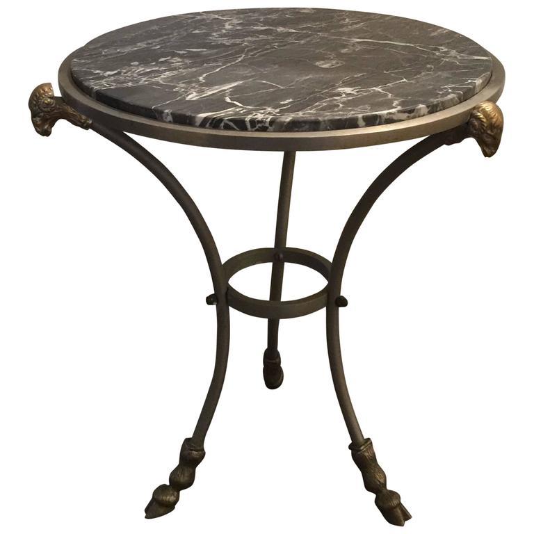 Neoclassical Neoclassic Style Marble Table with Rams Head and Hoof Detail