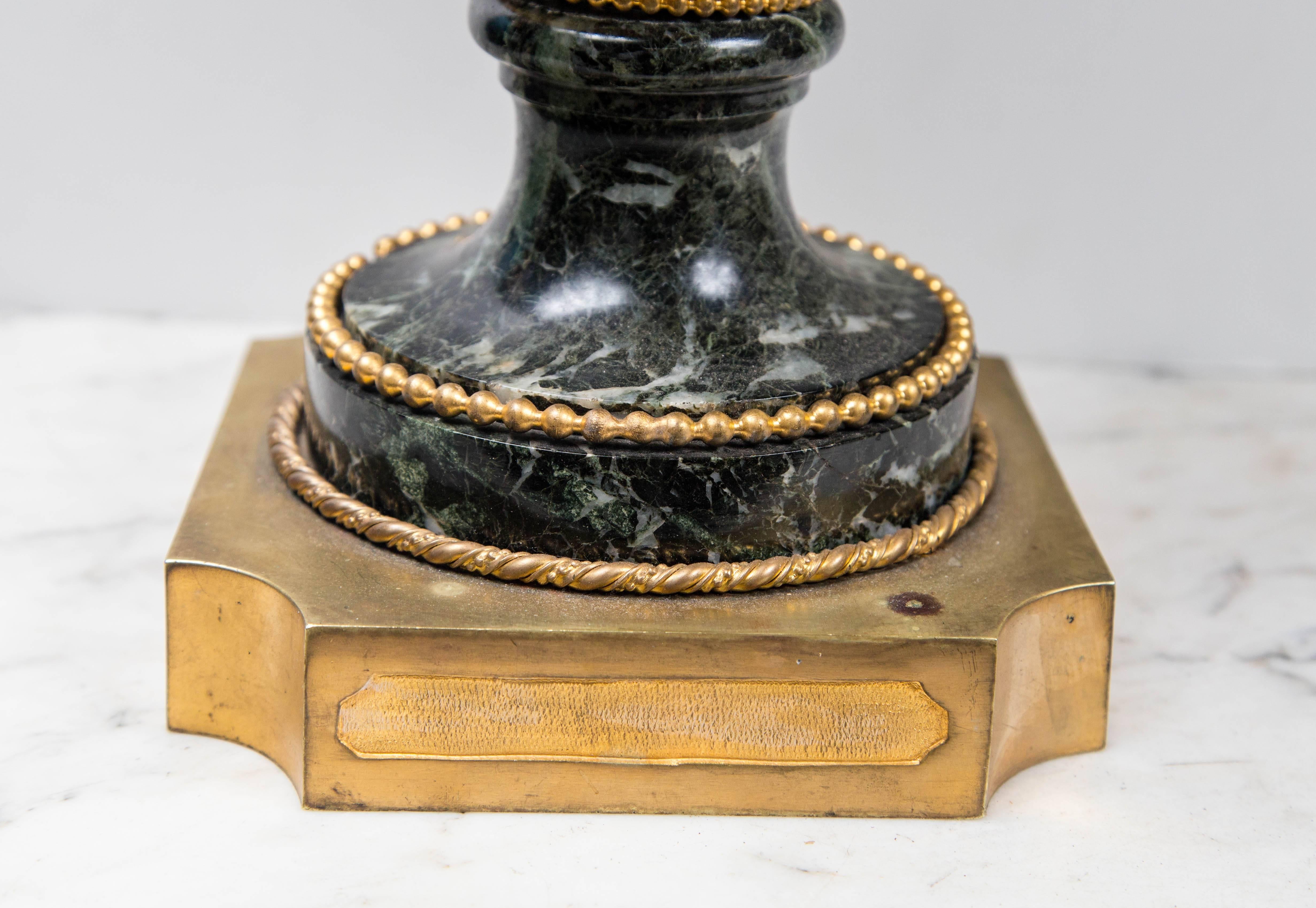 Neoclassical Neoclassic Style Marble Urn with Gilt Bronze Mounts For Sale