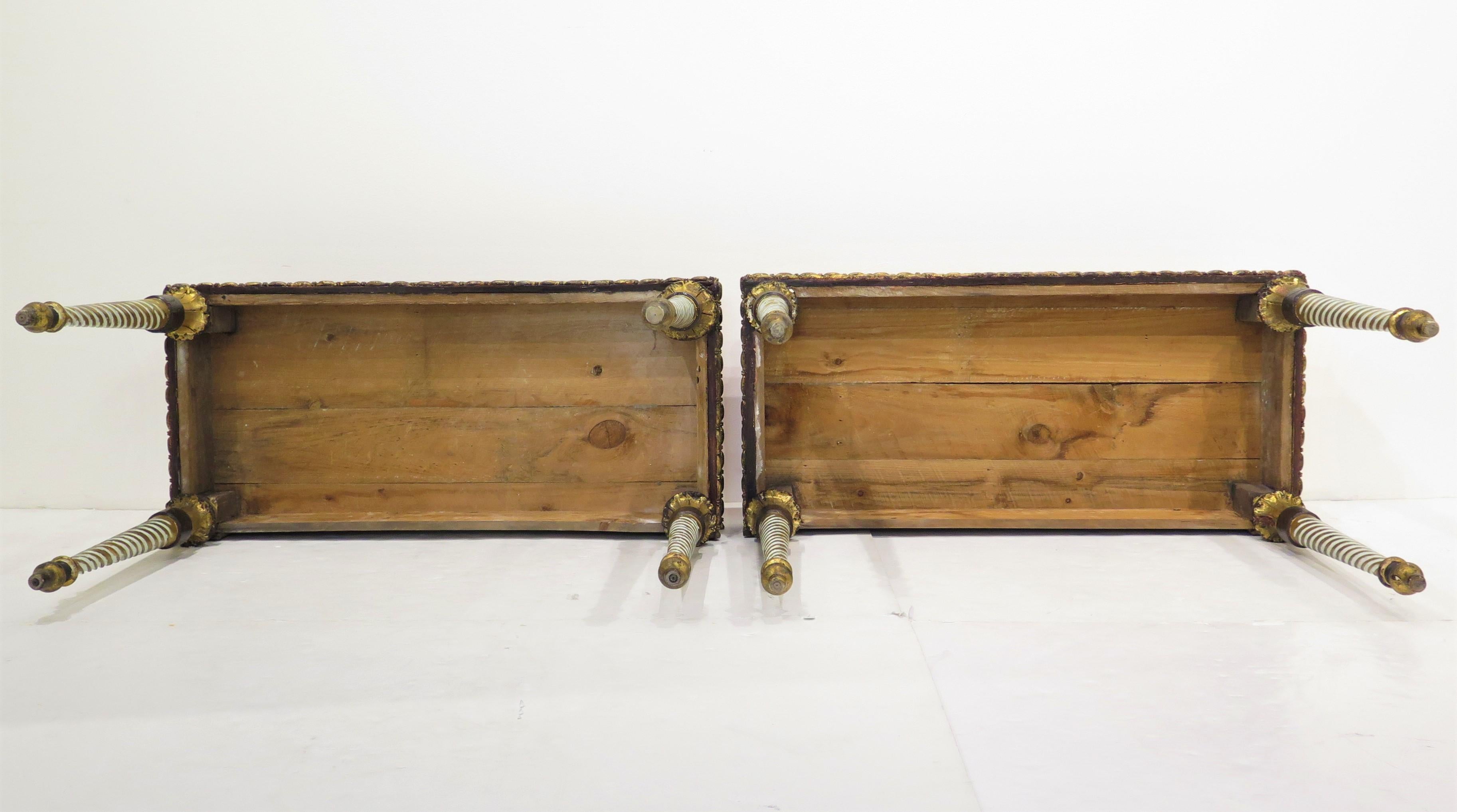 Neoclassic Style Painted Console Tables with Faux Marble Tops For Sale 9