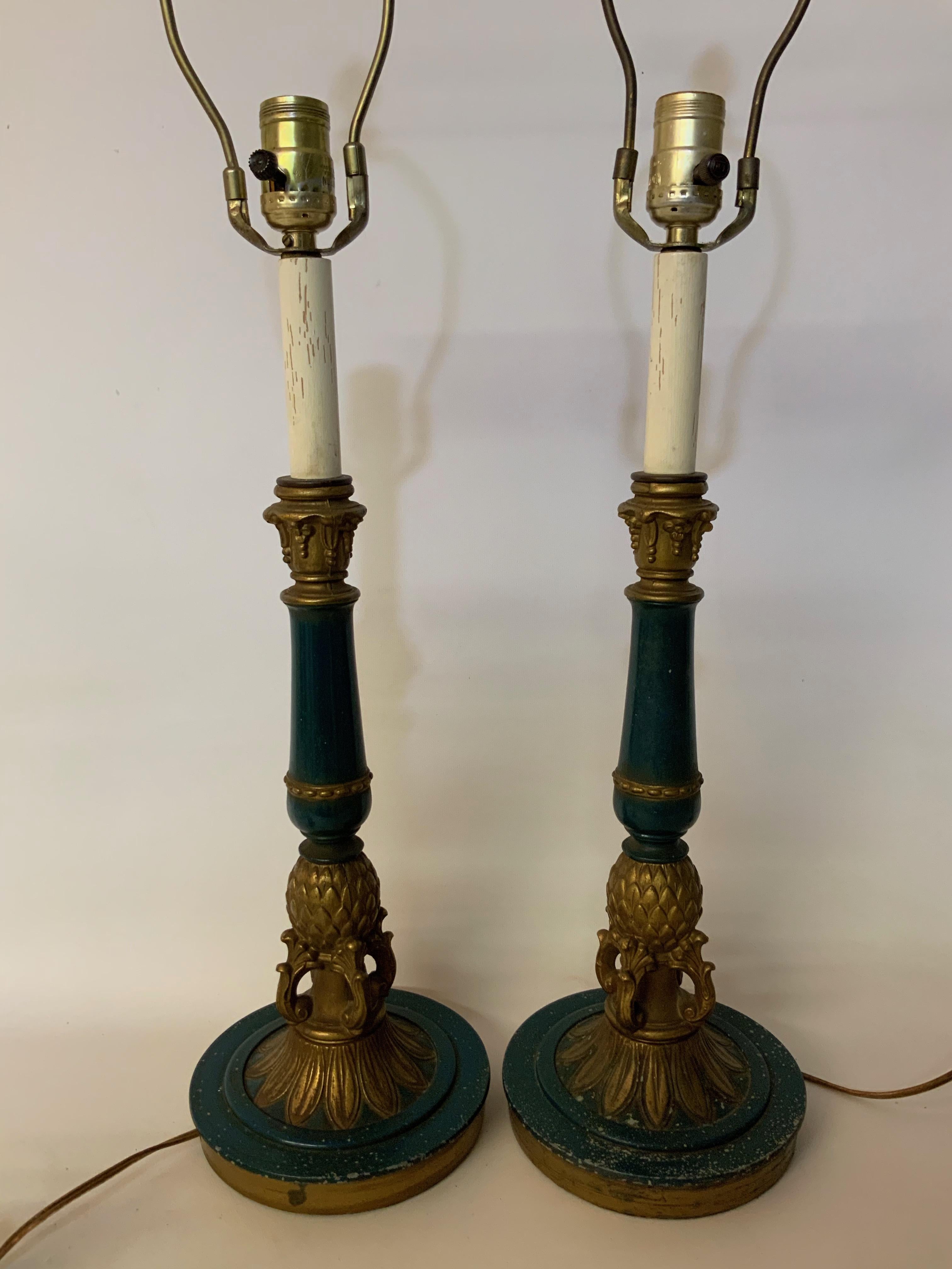 Neoclassical Neoclassic Style Pineapple Column Table Lamps