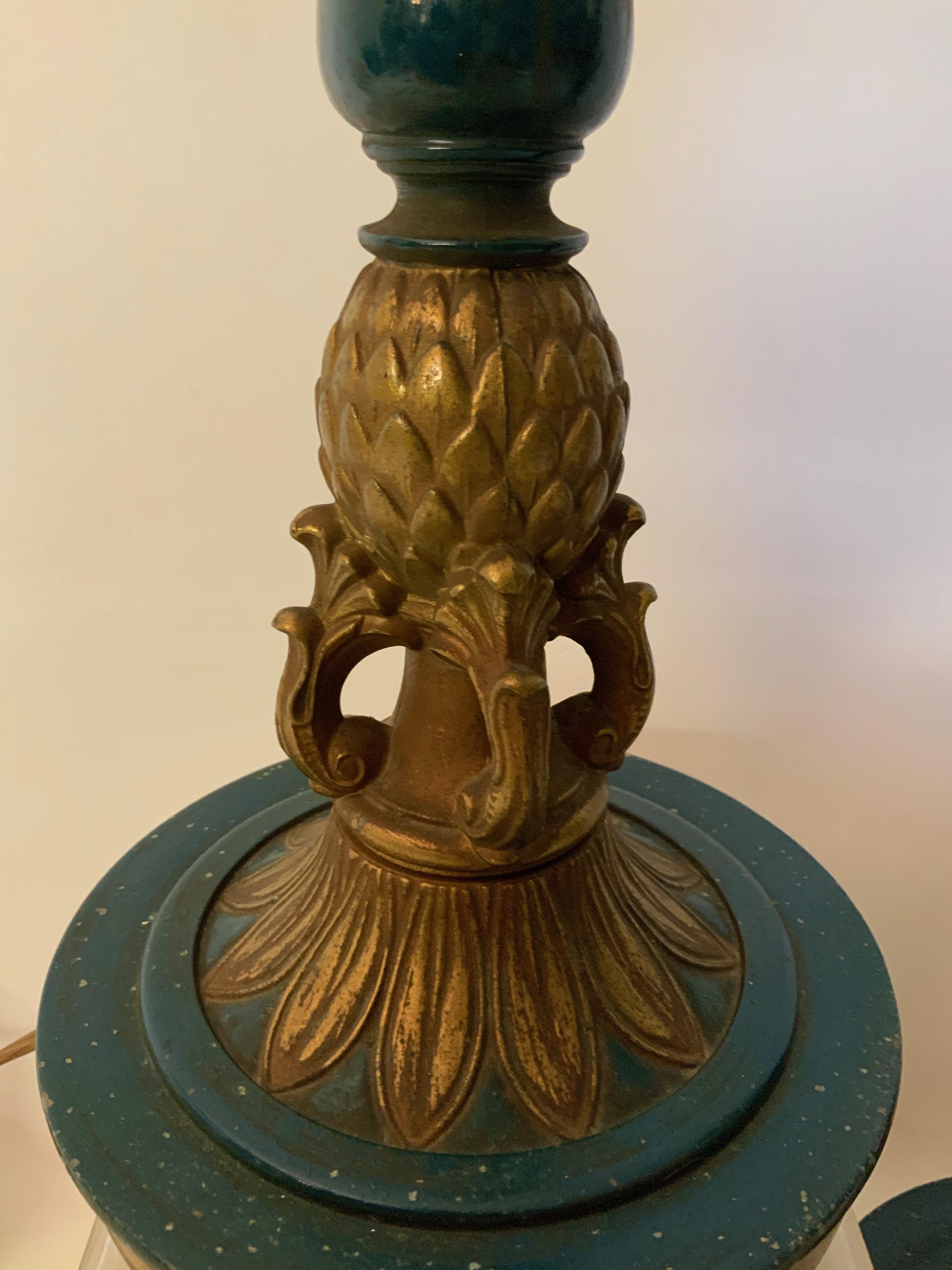 American Neoclassic Style Pineapple Column Table Lamps