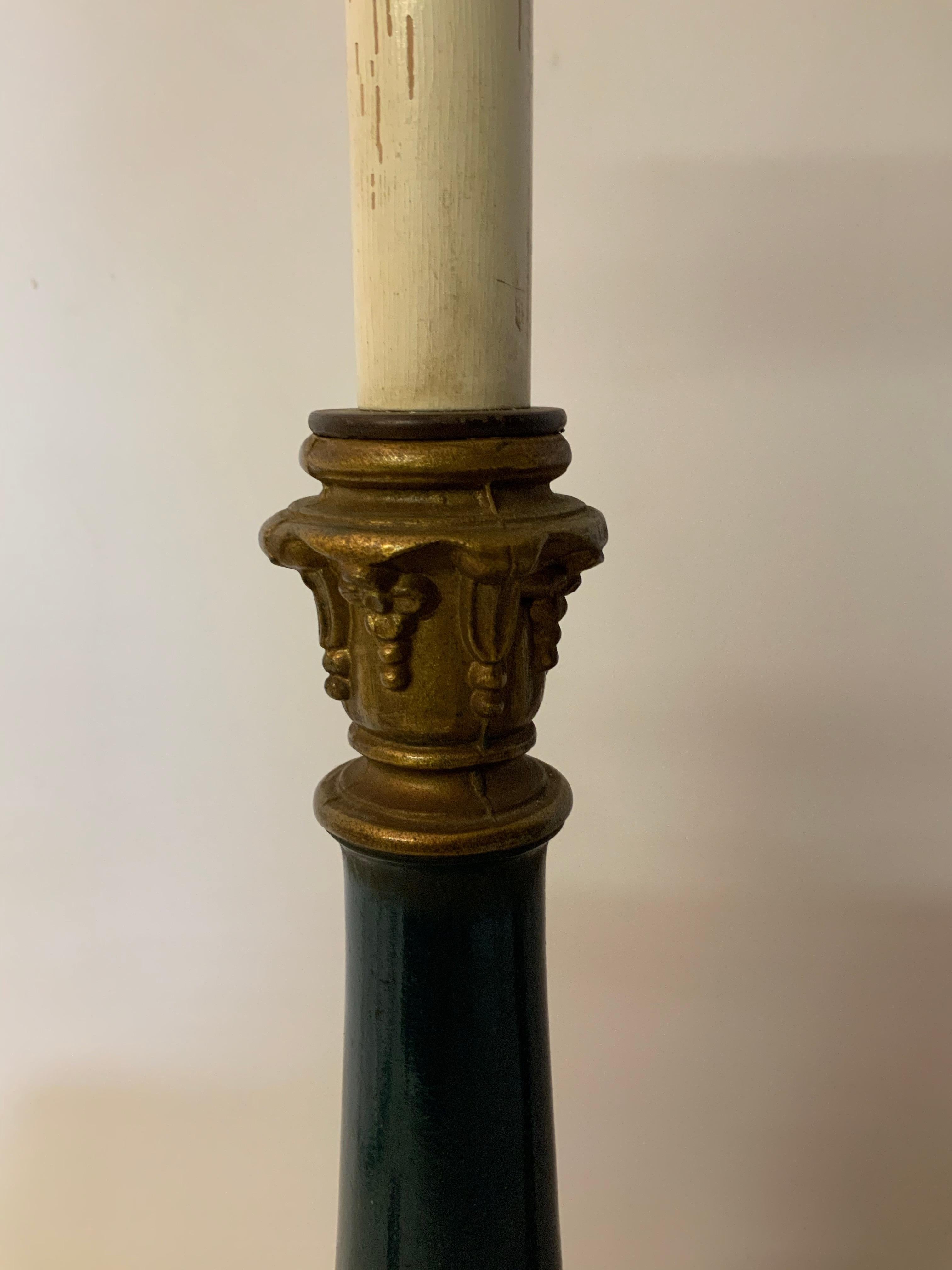 Painted Neoclassic Style Pineapple Column Table Lamps