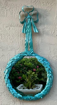 Neoclassic Style Tole Wreath Motif Wall Mirror