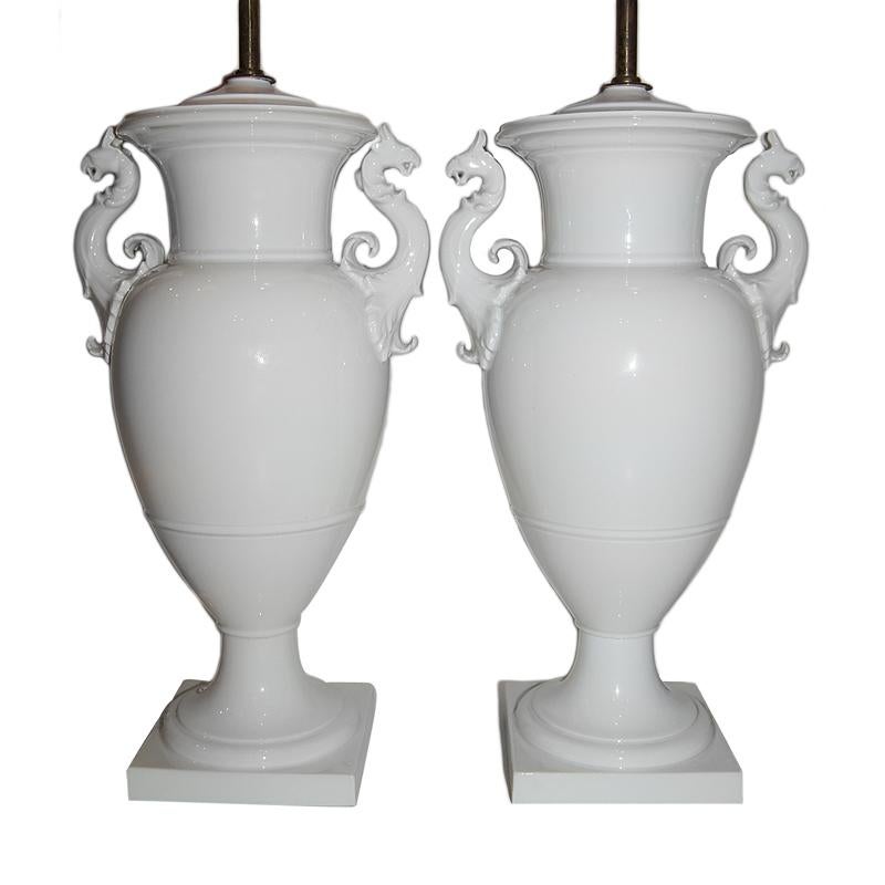Neoclassic Style White Porcelain Table Lamps