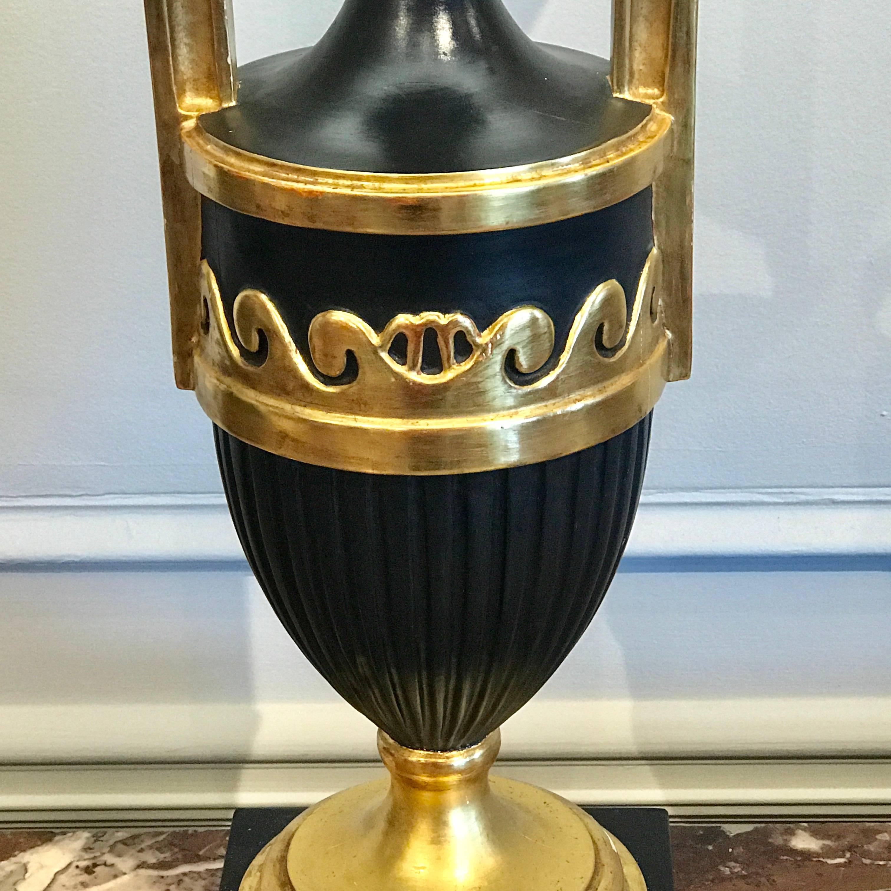 Neoclassic Watergilt Carved Wood Urn, Now as a Lamp In Good Condition For Sale In Atlanta, GA