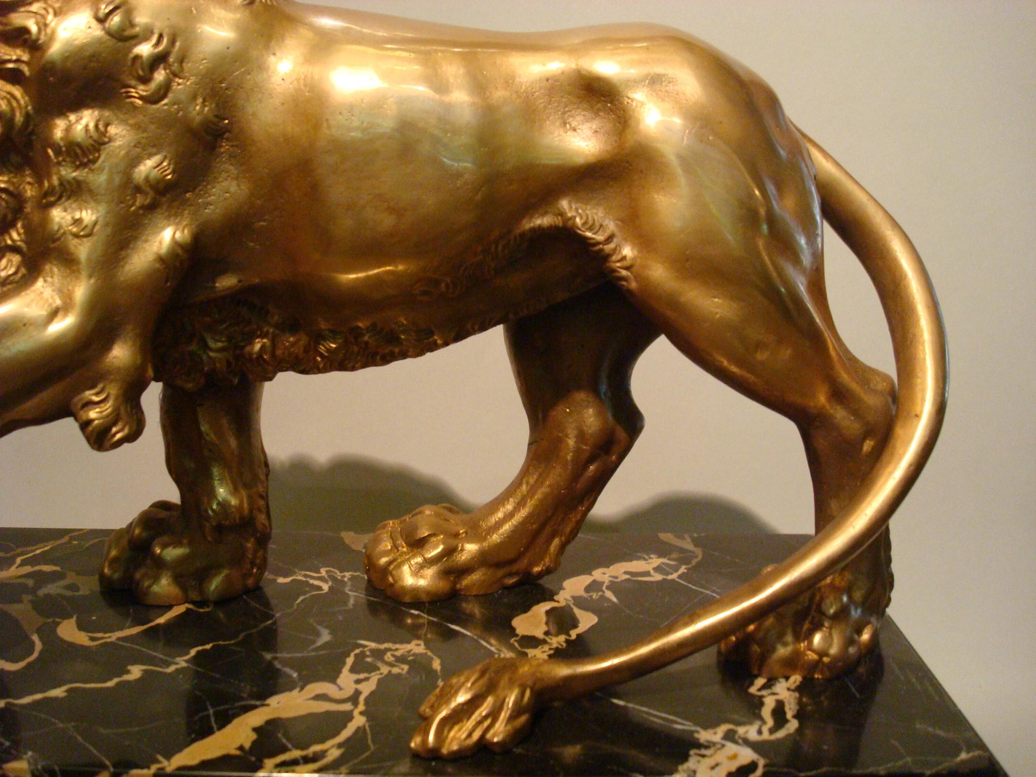 Neoclassical Grand Tour Italian Gilt Bronze of Medici Lion, Italy, 19th Century 1