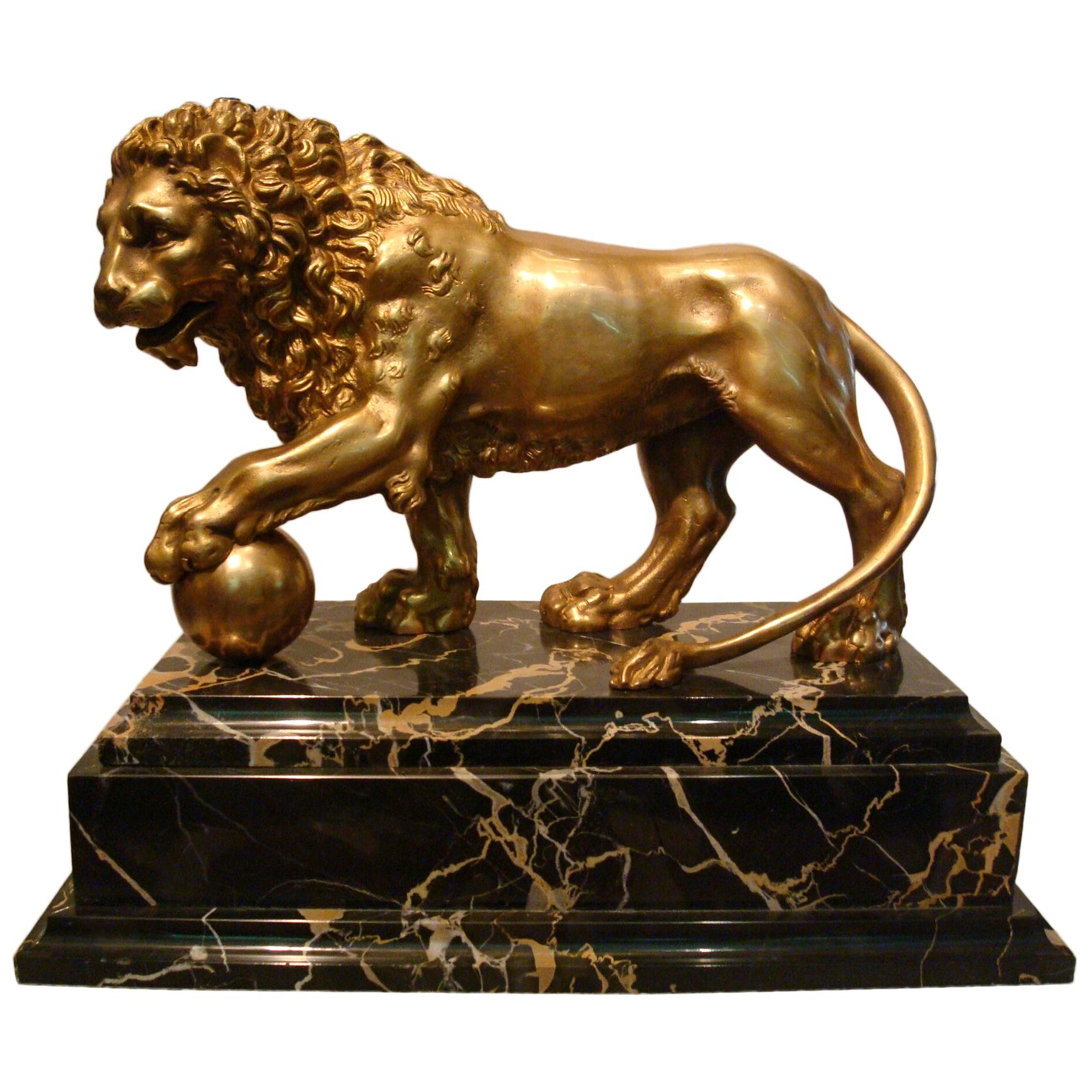 Neoclassical Grand Tour Italian Gilt Bronze of Medici Lion, Italy, 19th Century