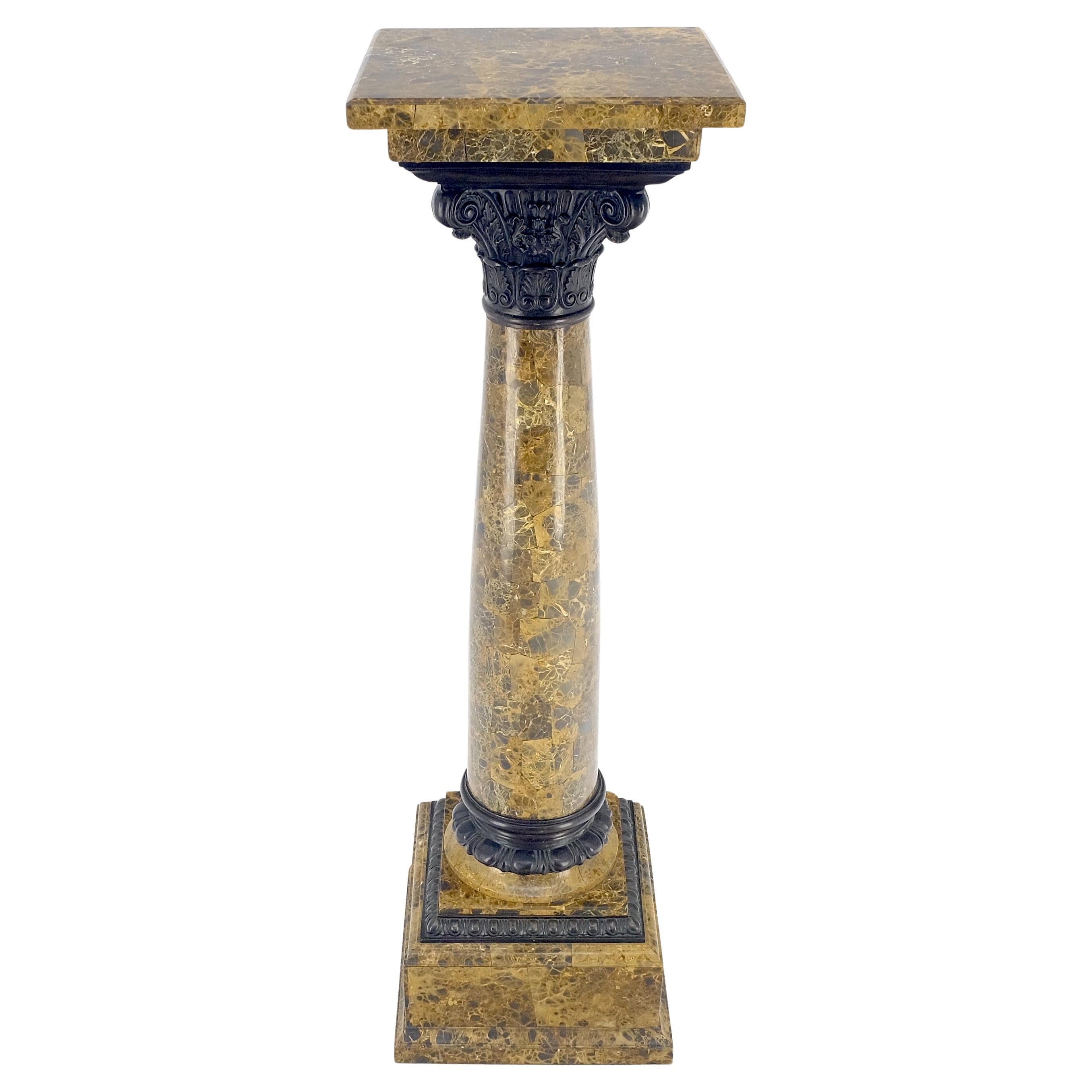 Neoclassical 14" Square Top Tapered Column Pedestal Stand Lamp Table MINT For Sale