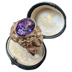 Neoklassizistischer 14k Bacchus Dionysus Amethyst-Ring