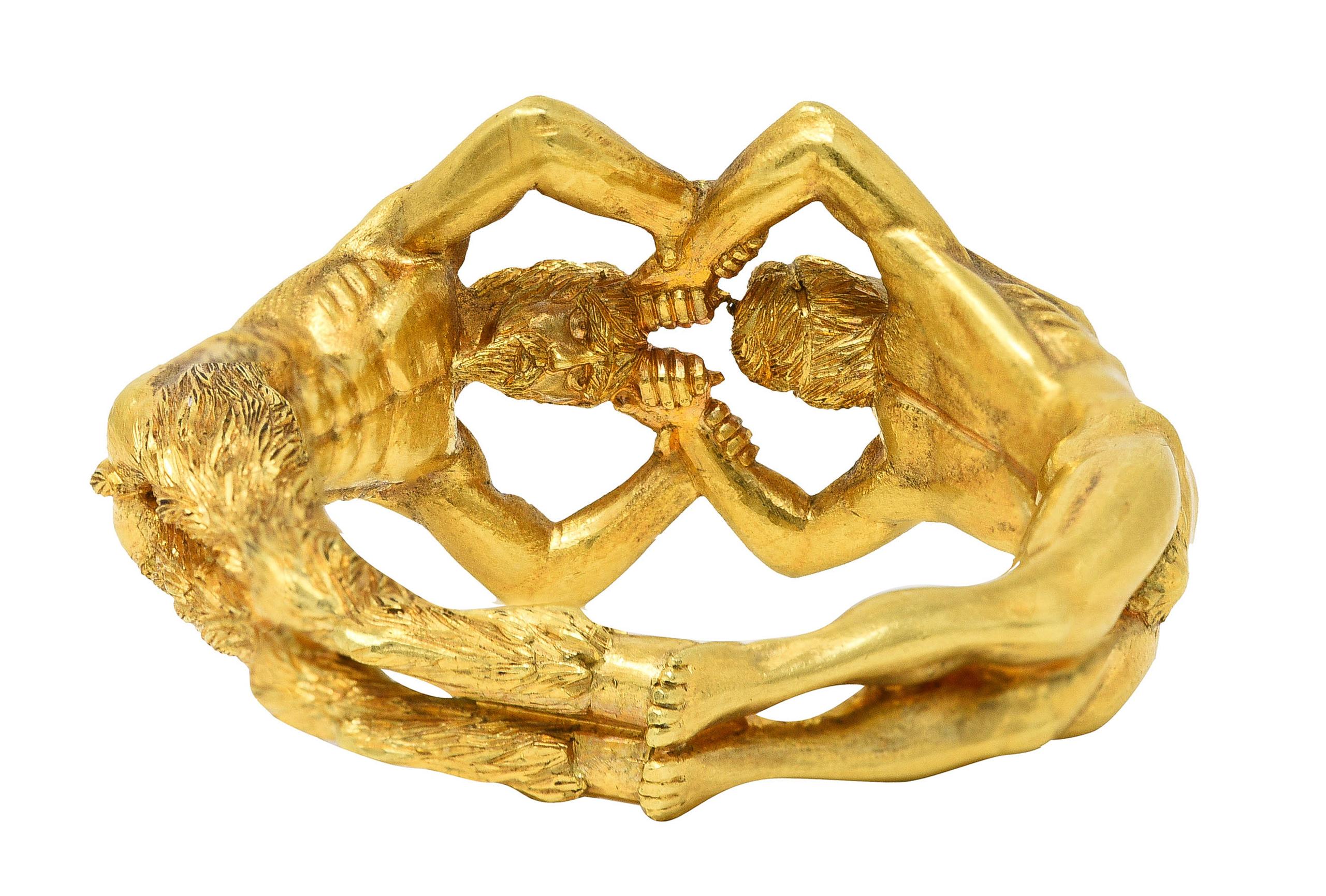 Neoclassical 18 Karat Yellow Gold Vintage Satyr Figural Men's Unisex Ring 2