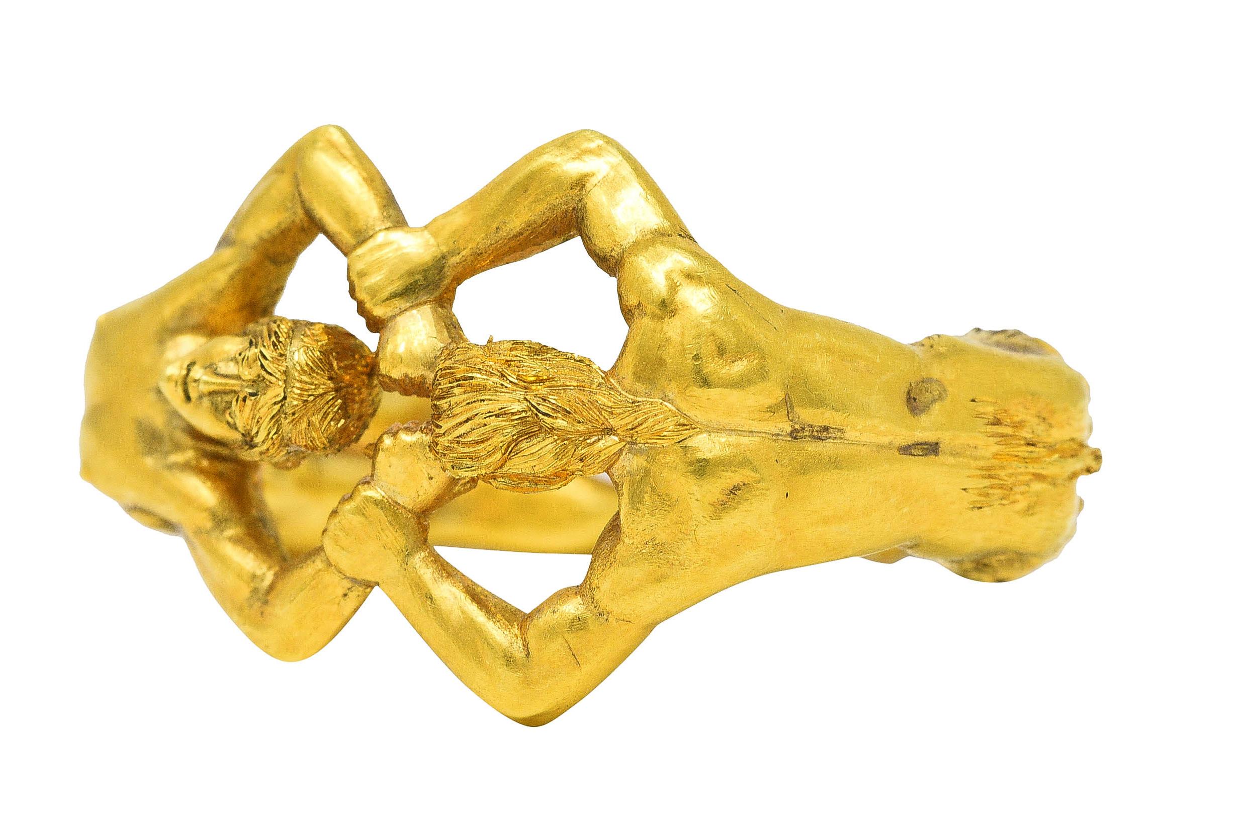 Neoclassical 18 Karat Yellow Gold Vintage Satyr Figural Men's Unisex Ring 3