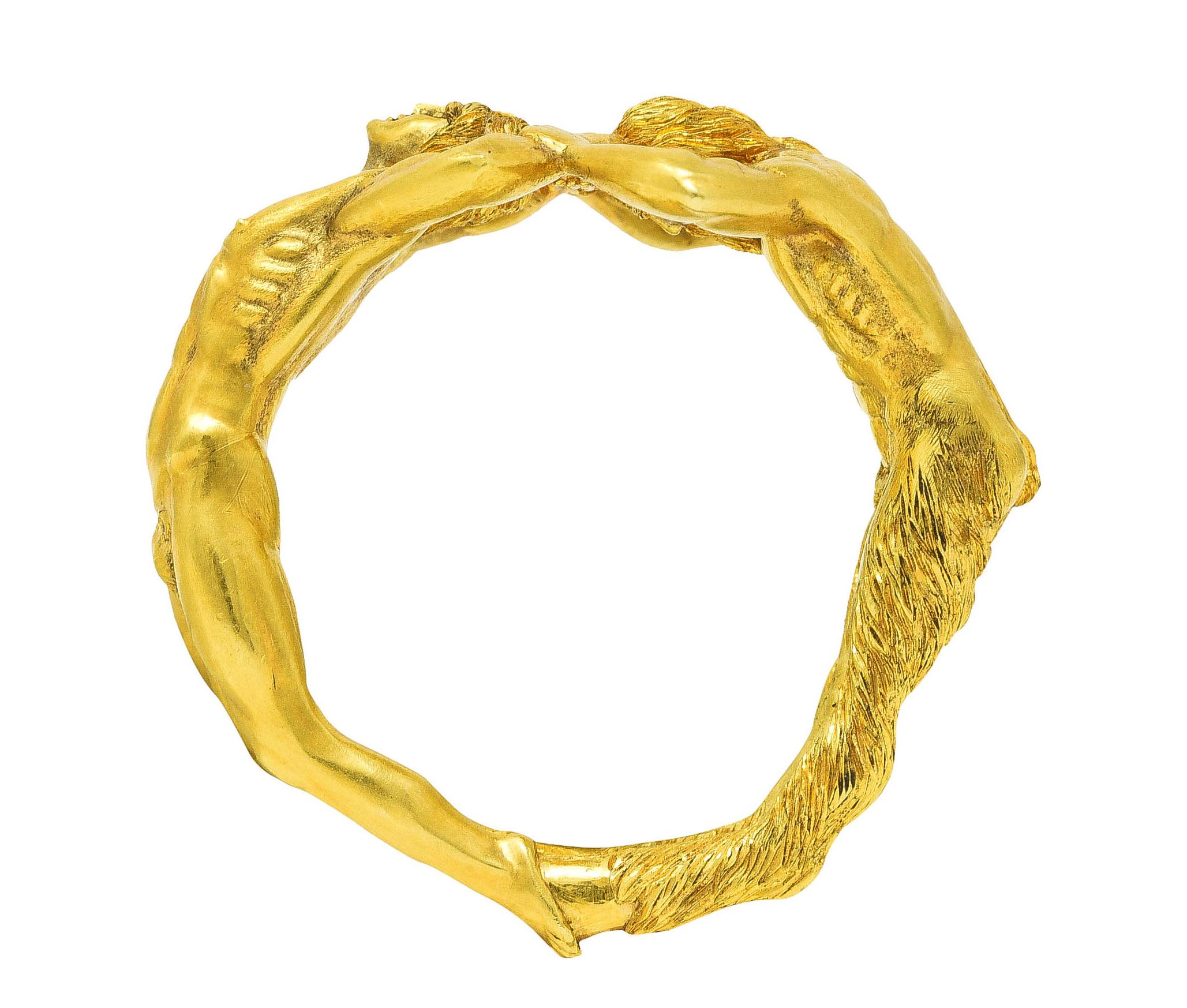 Neoclassical 18 Karat Yellow Gold Vintage Satyr Figural Men's Unisex Ring 5