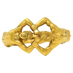 Neoclassical 18 Karat Yellow Gold Vintage Satyr Figural Men's Unisex Ring