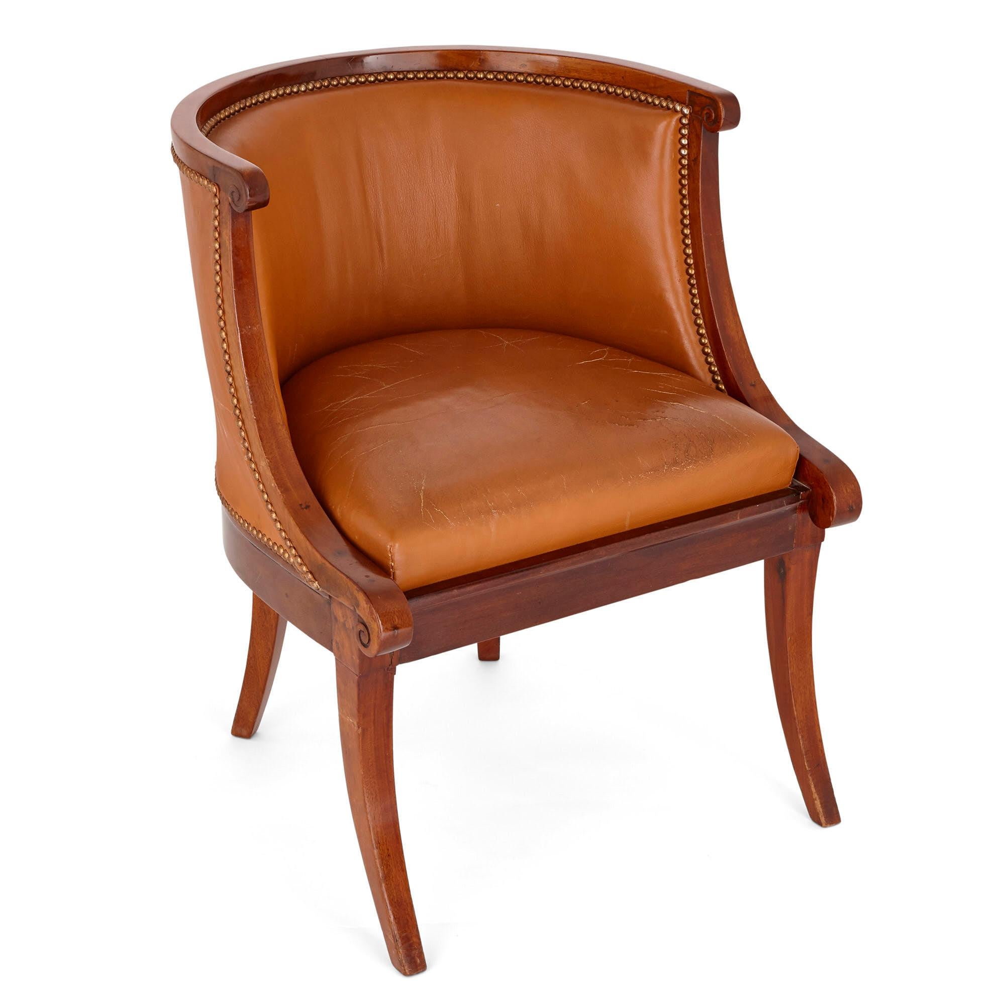 Louis XVI Neoclassical 18th Century French Leather Chair